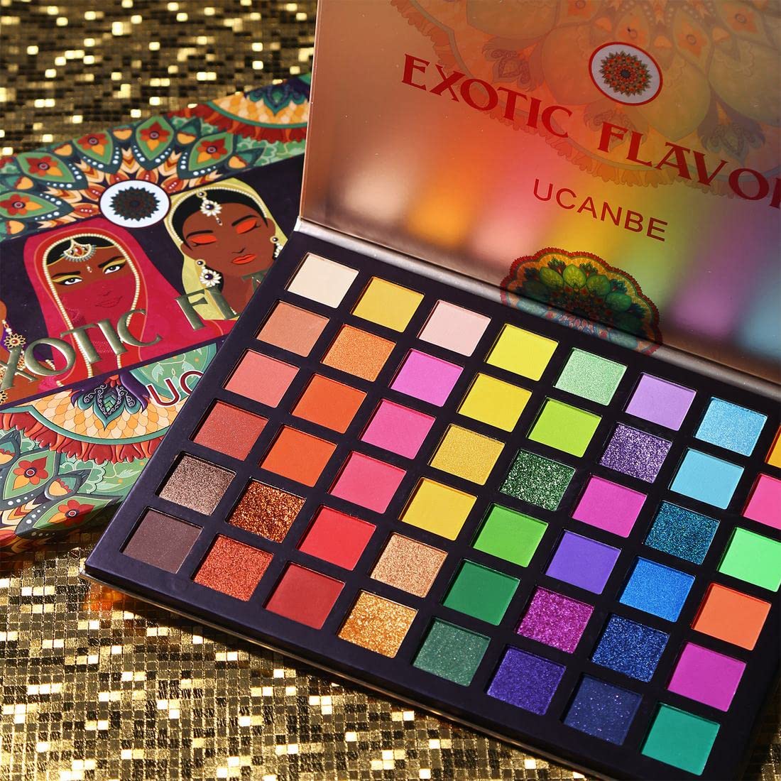 UCANBE Neon Eyeshadow Palette - 48 High Pigmented Colors, Rainbow Matte & Shimmer - 1 Count, STUB069