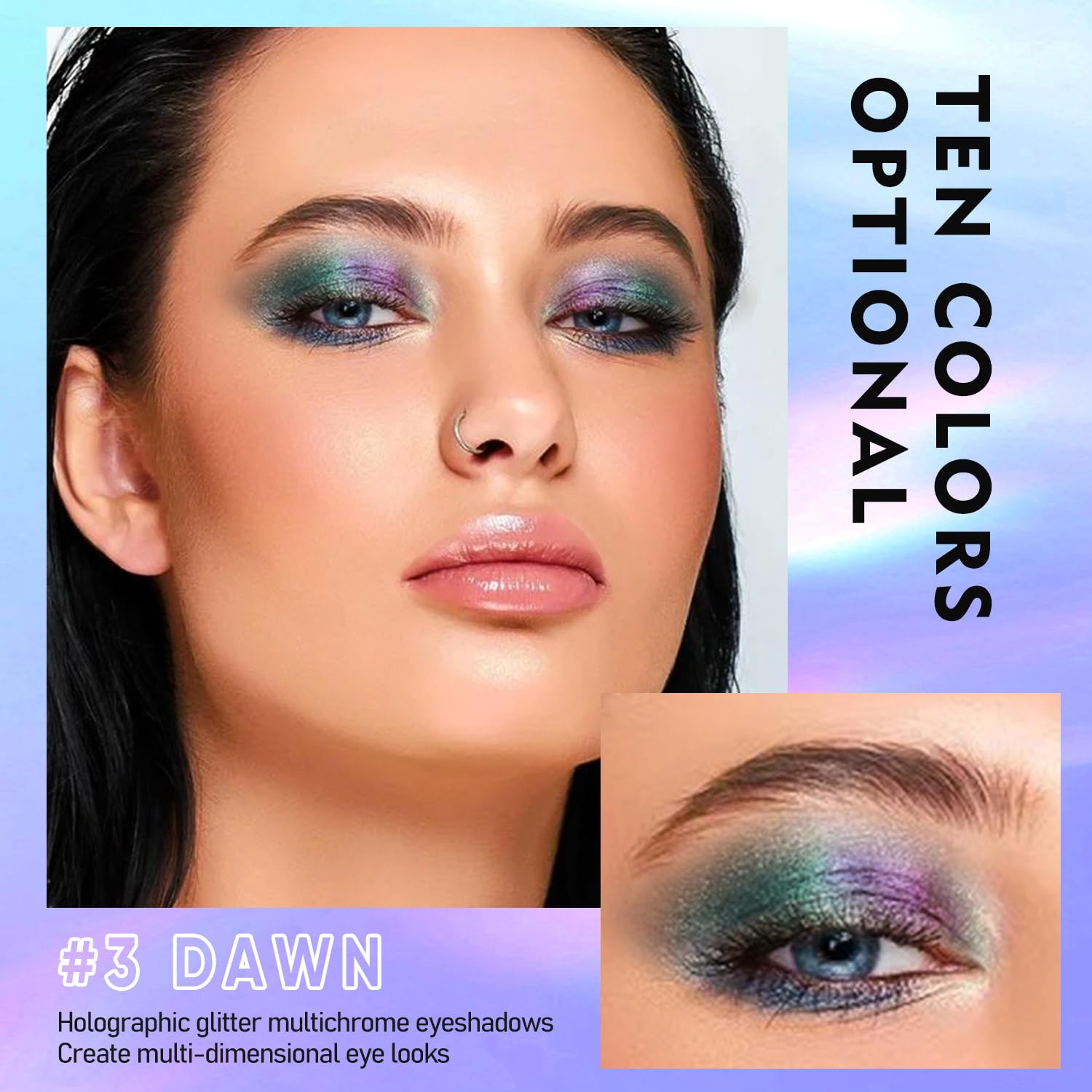 Maki Yika Glitter Eyeshadow Teal Liquid Multichrome Eyeshadows Long Lasting, Metallic Chameleon Eye Shadow Smudgeproof Holograph