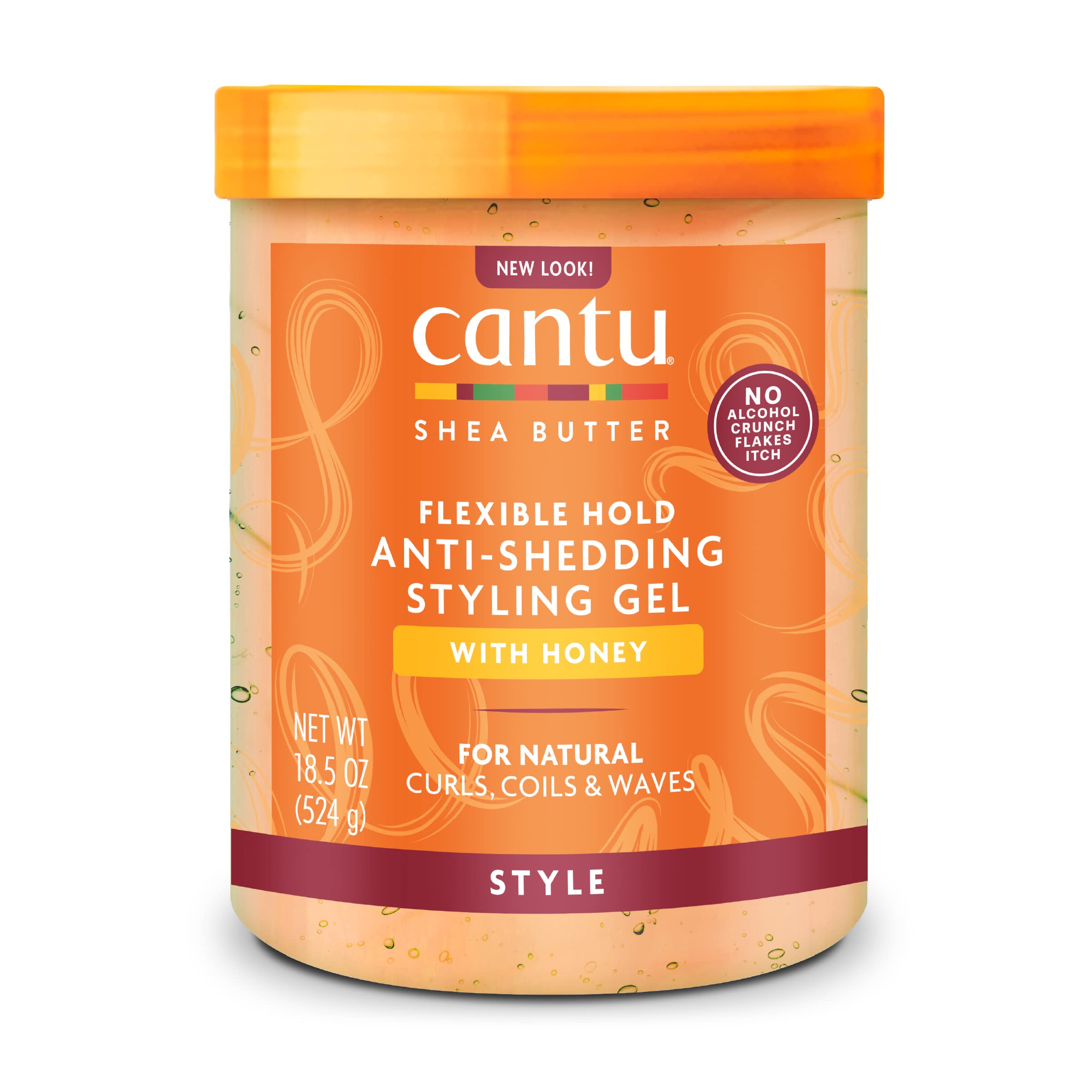 Cantu Anti Shedding Styling Gel with Honey - Flexible Hold for Unisex - 18.5 oz Gel