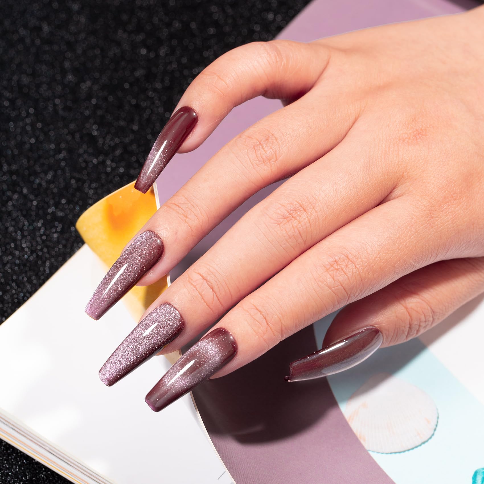 Maychao 15Ml Cat Eye Gel Nail Polish 1Pc Grape Gel Polish With Magnet Soak Off Holographic Magnetic Nail Polish For Nail Art Man