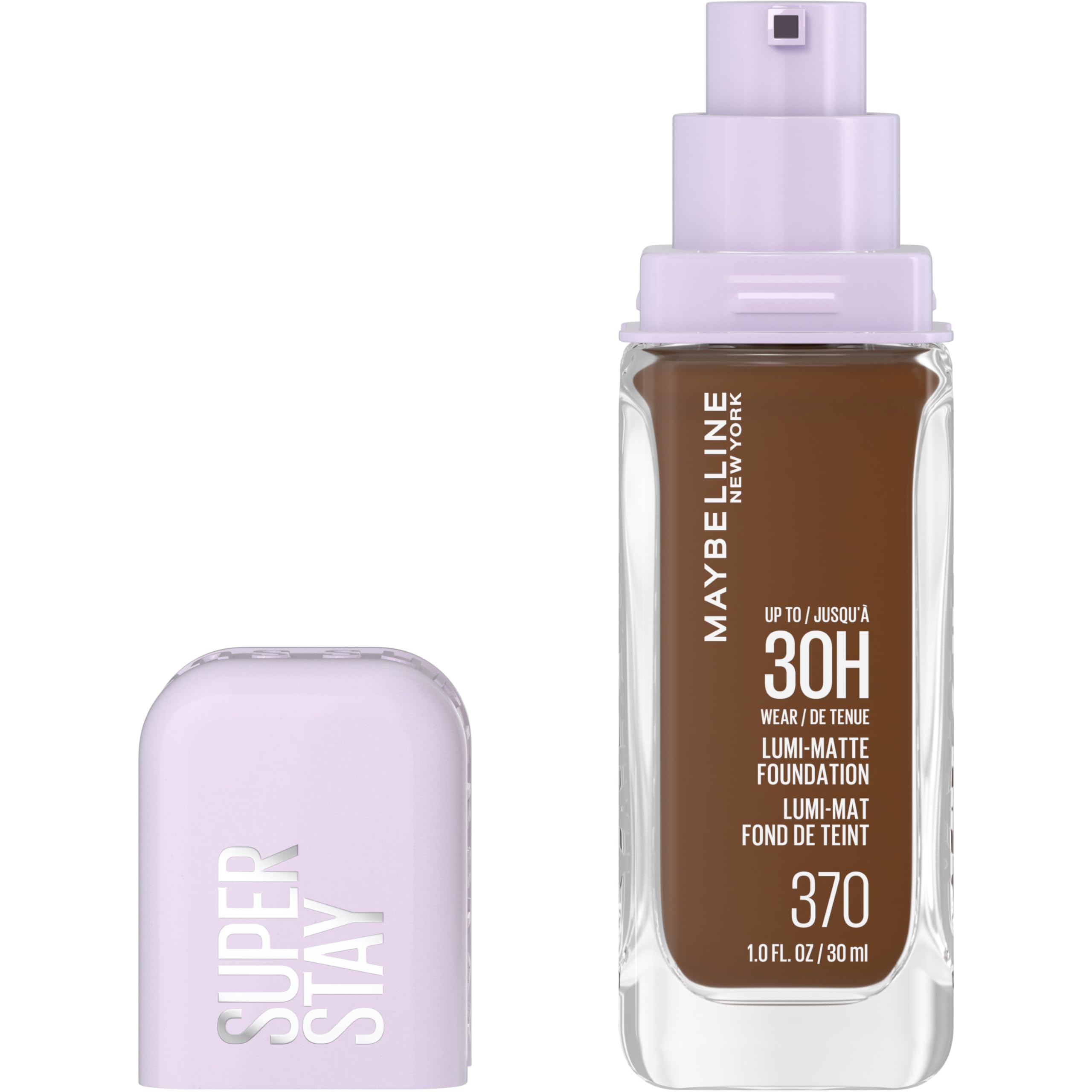 Maybelline Super Stay LumiMatte Foundation, Lightweight and Buildable Full Coverage Foundation Makeup For Up To 30HR Wear, 370,