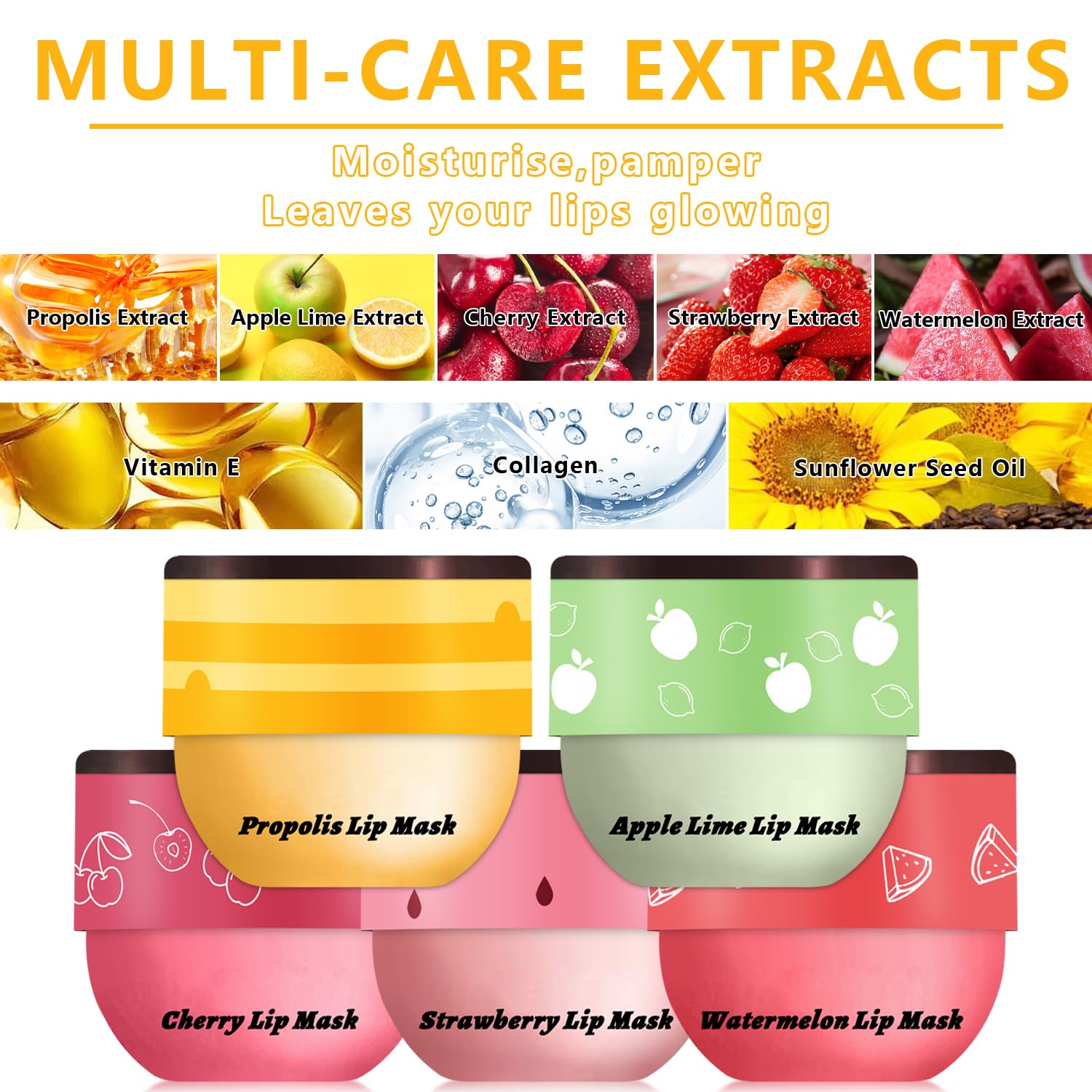 5 Pcs Bee Balm Lip Balm Lip Mask Honey Pot, Lip Mask Propolis Moisturizing Lip Balm, Hydrating Prevention Dry And Cracked Lip Sc