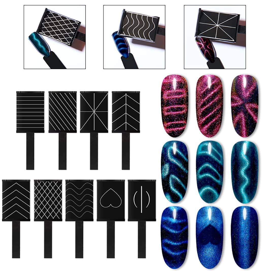 Xeaohesy 15 Pieces Nail Magnet Tool Set Magnet Plate Wand Board Magnetic Pen Stripe Nail Magnet Double Ended Magnet Wand Magnet