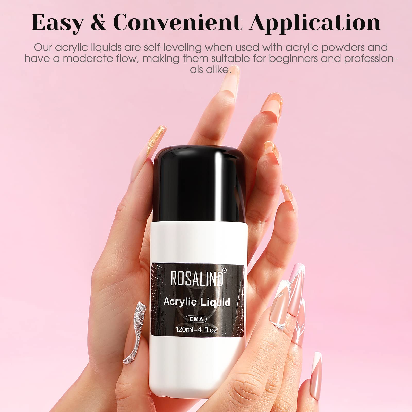 ROSALIND 120ml/4fl.Oz Monomer Acrylic Liquid Professional System Acrylic Monomer For Acrylic Powder Anti-Stick Acrylic Nail Liqu