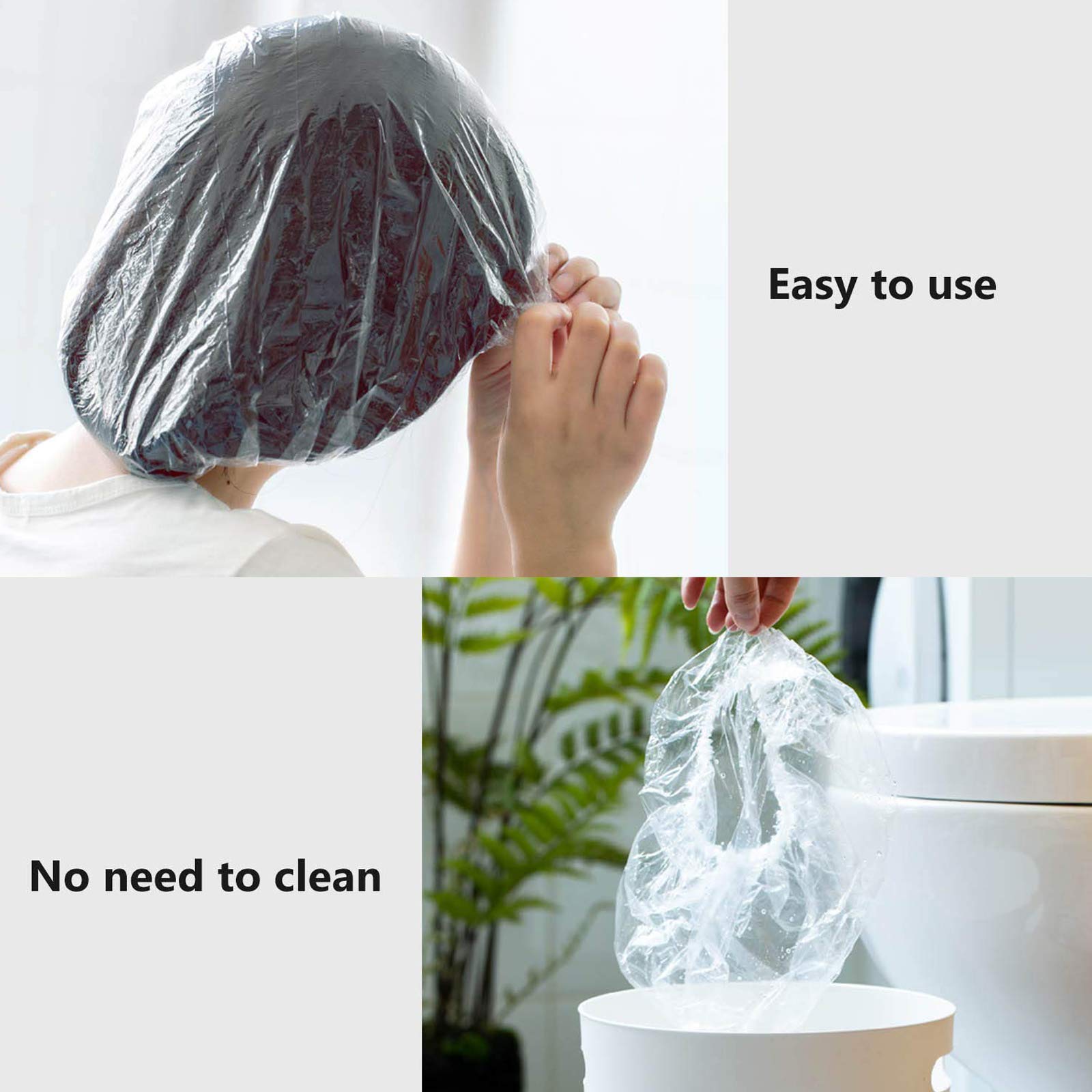 Yizijizi 30Pcs Disposable Shower Caps, Large Thick Clear Waterproof Shower Cap For Women, Large Size 205, Home Use, Spa, Hotel A