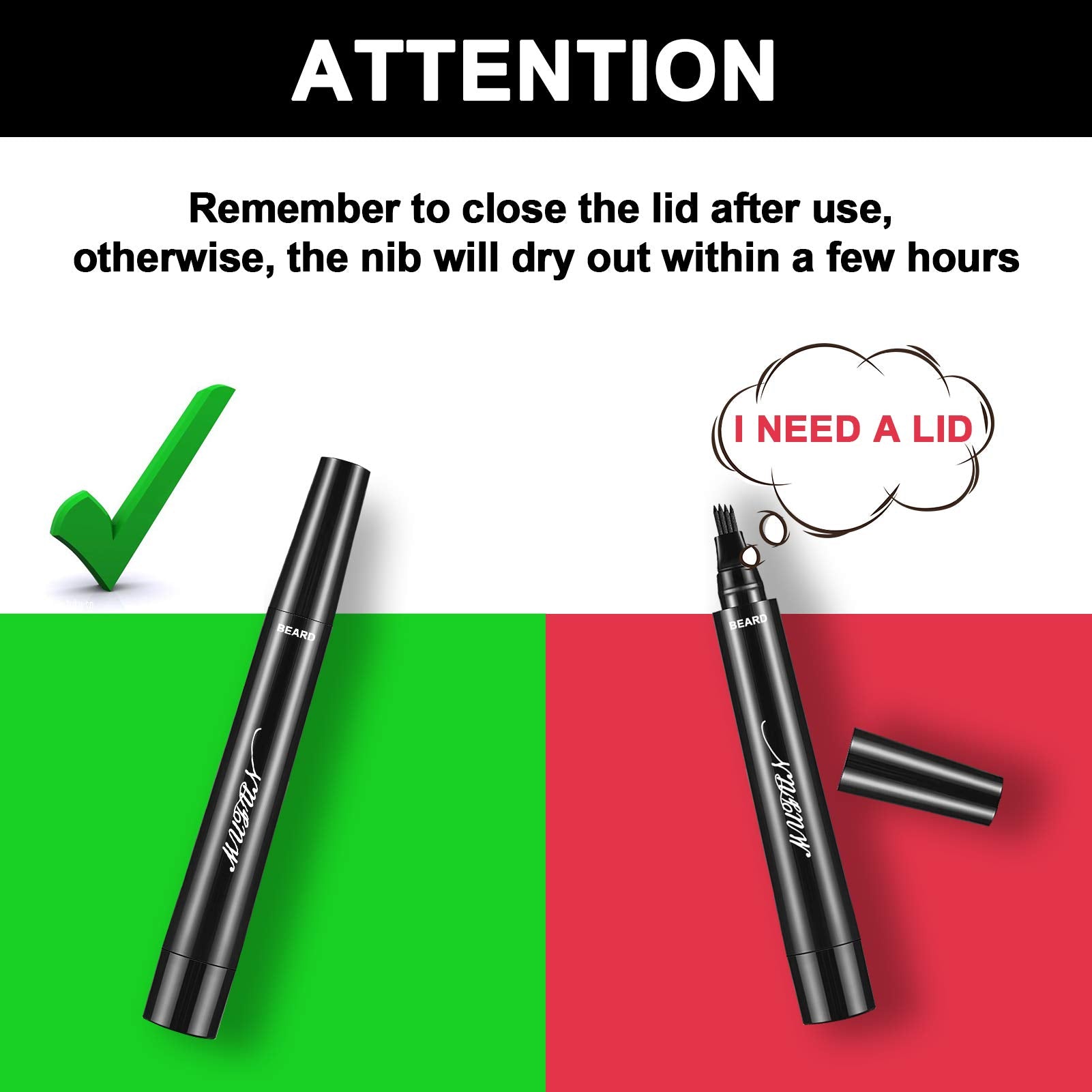 Beard Pencil Filler For Men - Sweat Proof, Water Resistance, Long Lasting & Natural Finish Barber Pencil, Enhance Facial Hair, M