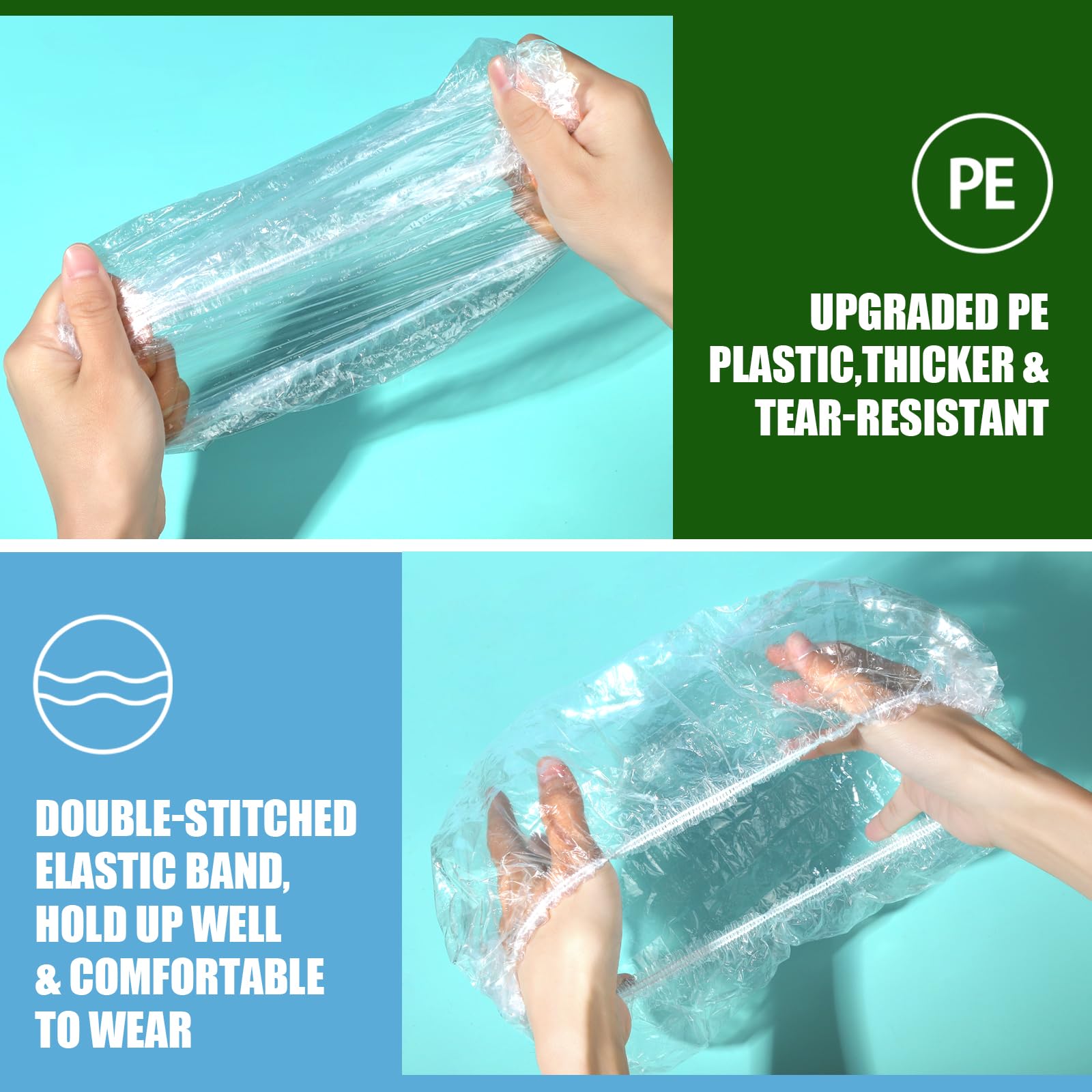 Leobro Individually Wrapped Disposable Shower Caps, Shower Caps, Large Plastic Shower Caps For Women Disposable, Clear Shower Ca