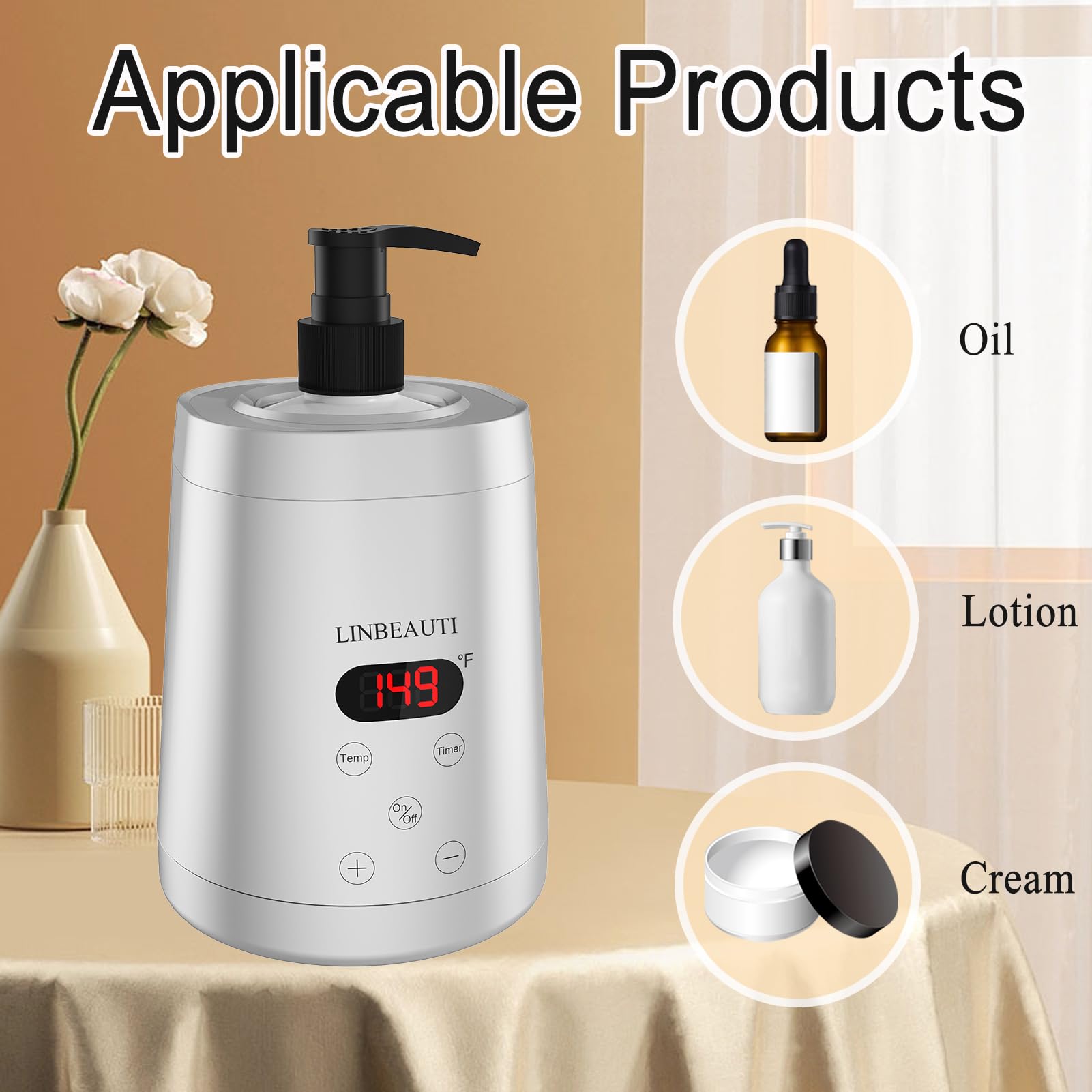 Linbeauti Massage Oil Warmer Bottle Professional Lotion Heater For Spa, Automatic Oil Warmer Heated Oil Lotion Cream For Salon,