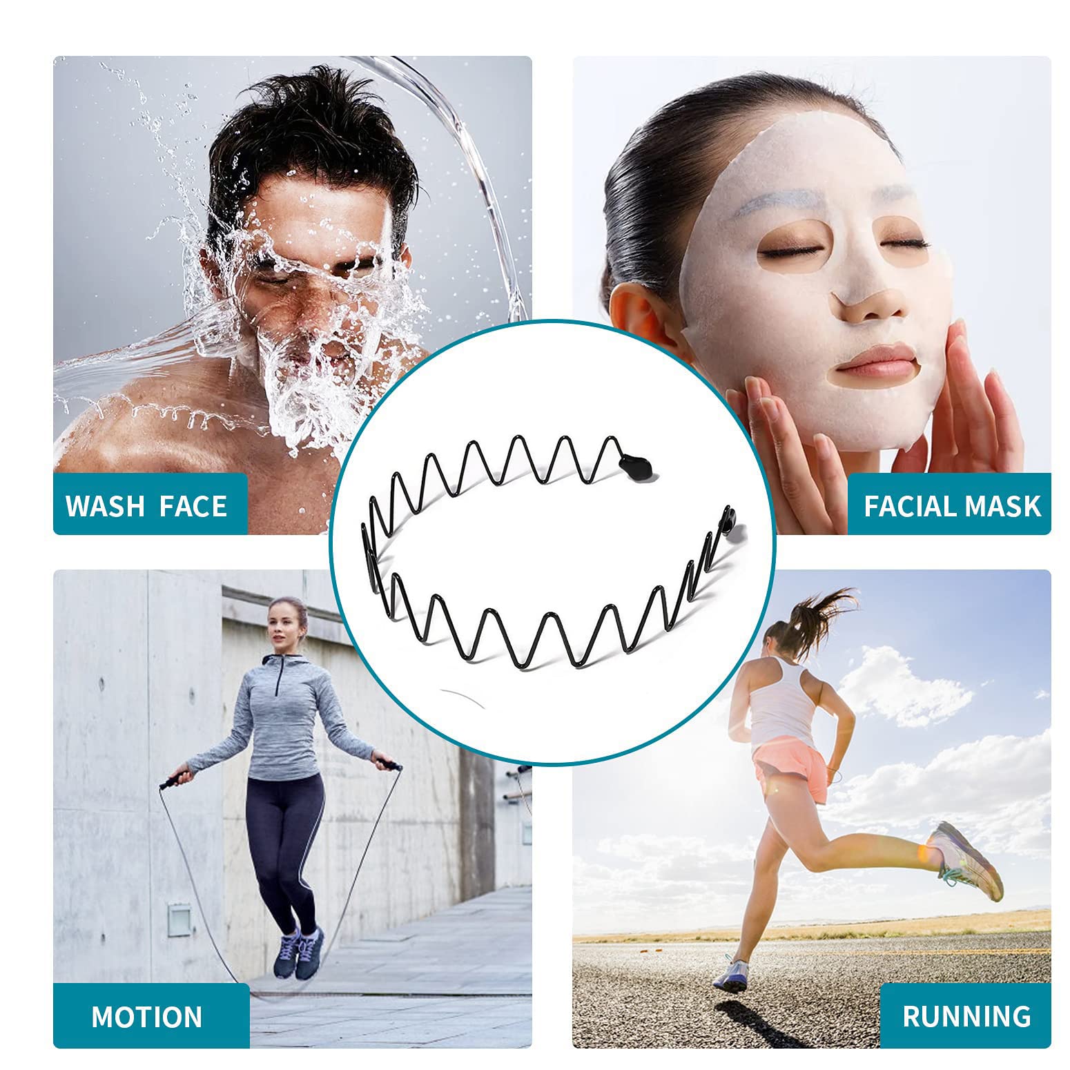 Kelubatu 3Pcs Hair Bands For Men Metal Fashion Hair Bands Unisex Black Hair Bands Spring Non-Slip Headbands For Sports And Daily