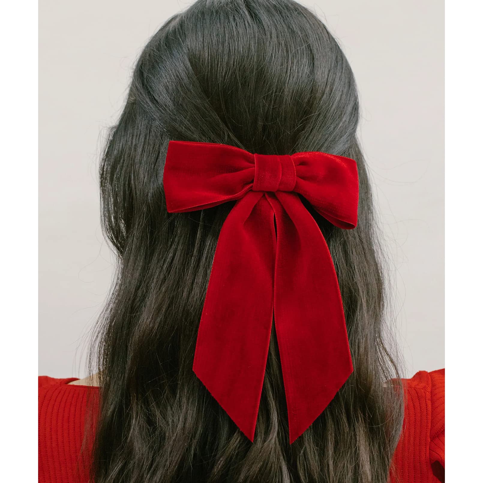 2Pcs Red Velvet Hair Bows Hair Clips 5'' Big Fall Alligator Clips Hair Accessories For Women Girls Toddlers Kids