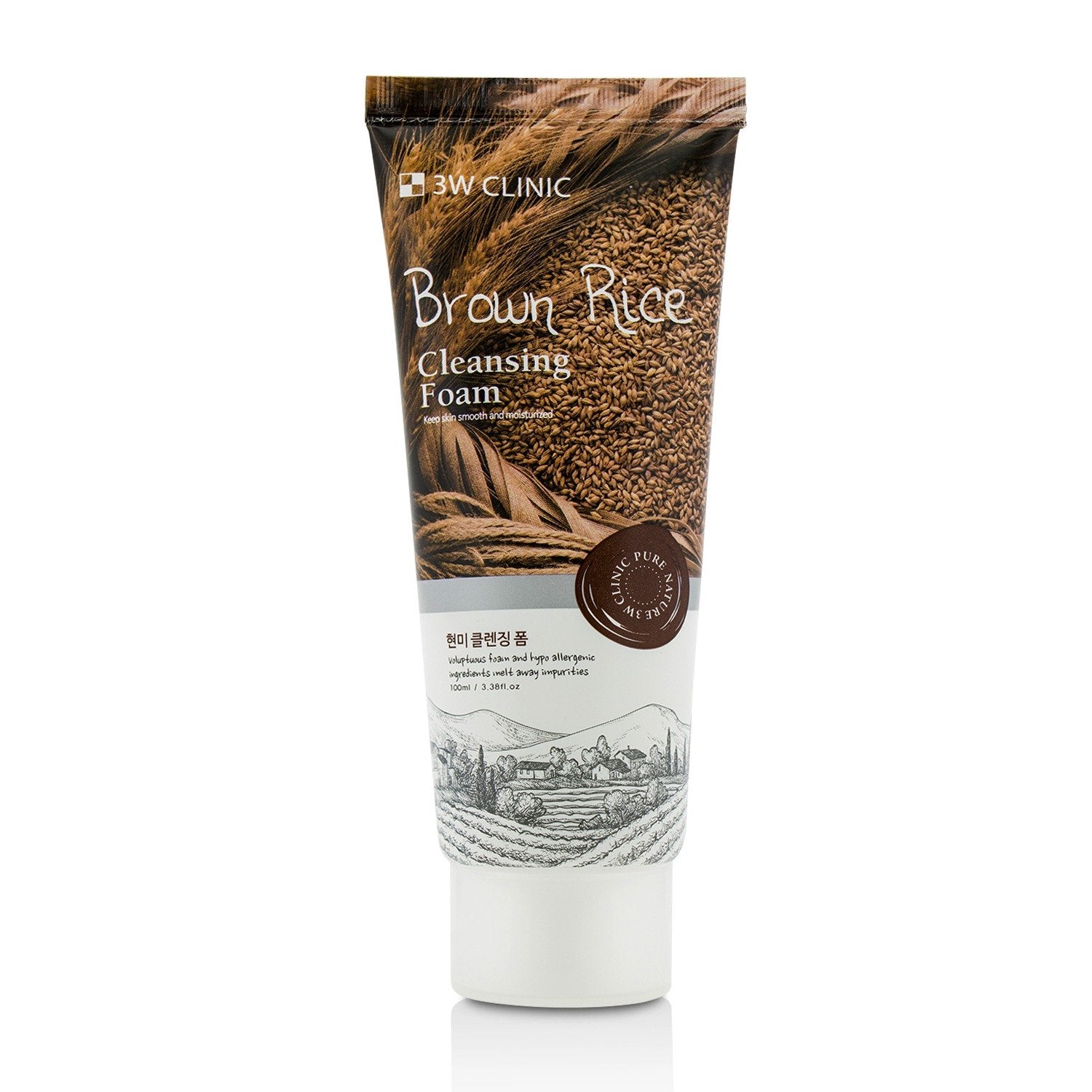 3W Clinic Cleansing Foam, Brown Rice, 100 ml/3.38 Ounce