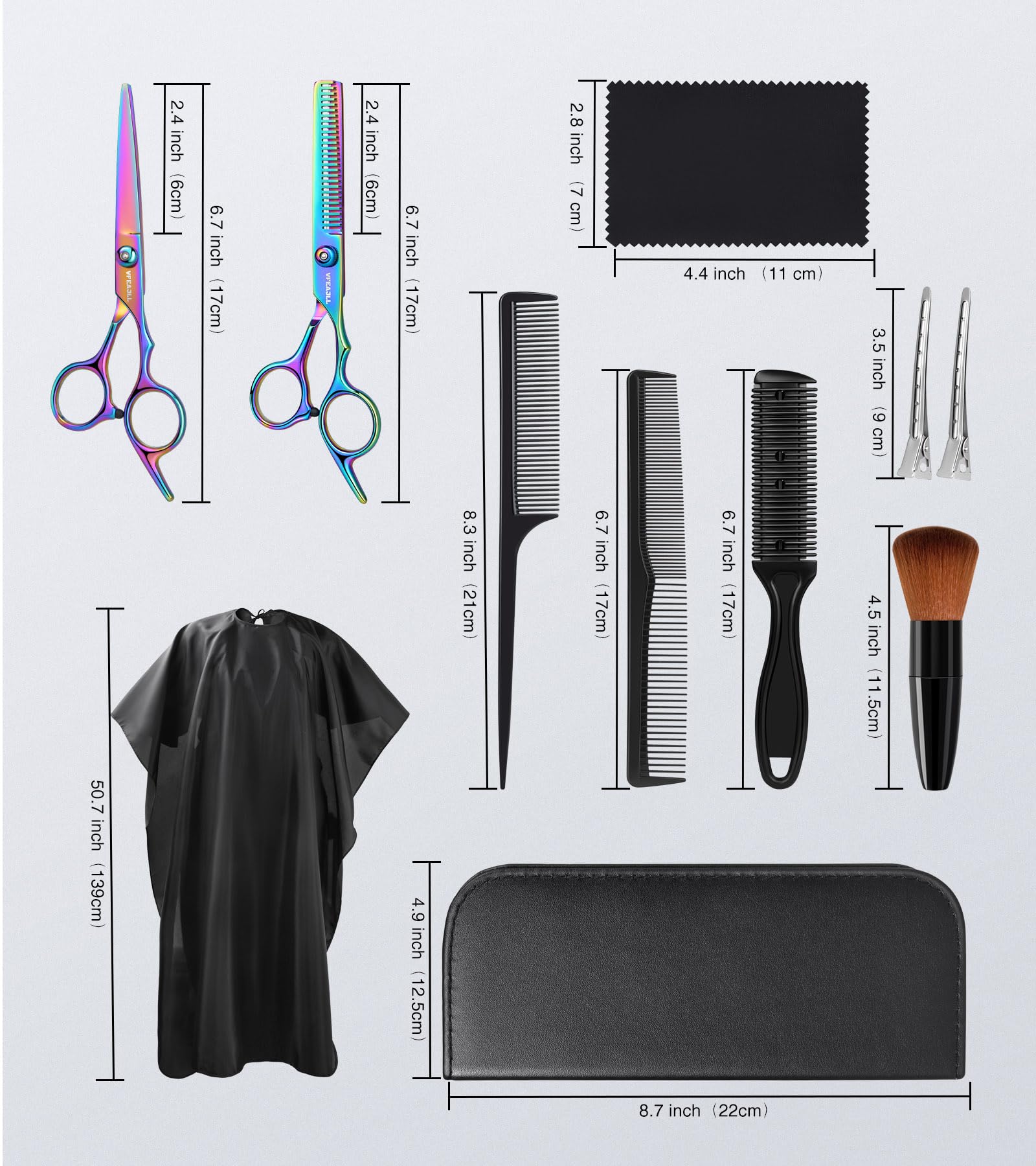 Hair Cutting Scissors Kits,11Pcs Professional Haircut Scissors Kit With Comb,Clips,Cape,New Craftsmanship Stainless Steel Hairdr