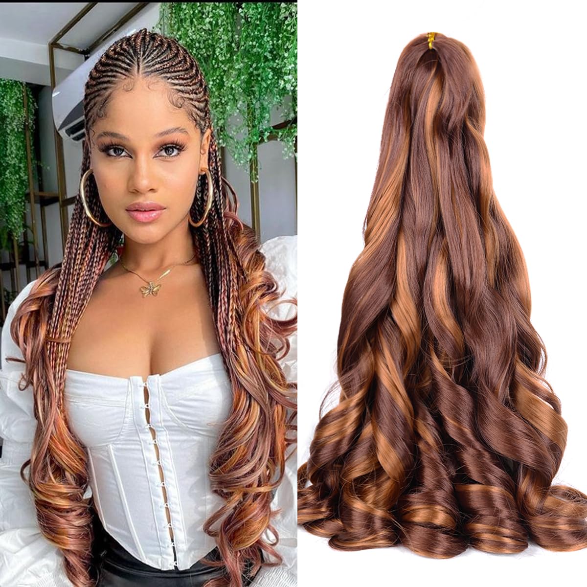Braiding Hair Extensions,#P33/30 Bouncy Synthetic French Curl Braiding Hair Extensions 75g/pack French Curly Crochet Hair Extens