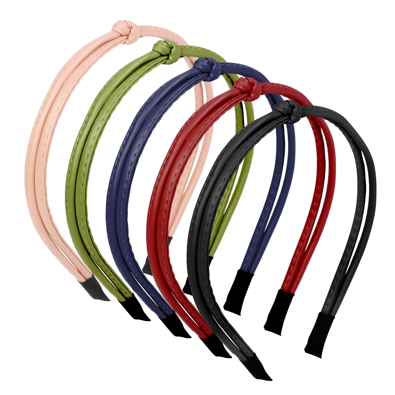 WOVOWOVO 5Pcs Leather Headbands for Women Cute Hair Bands for Women's Hair Headbands for Women Trendy Comfortable Thin Headband 