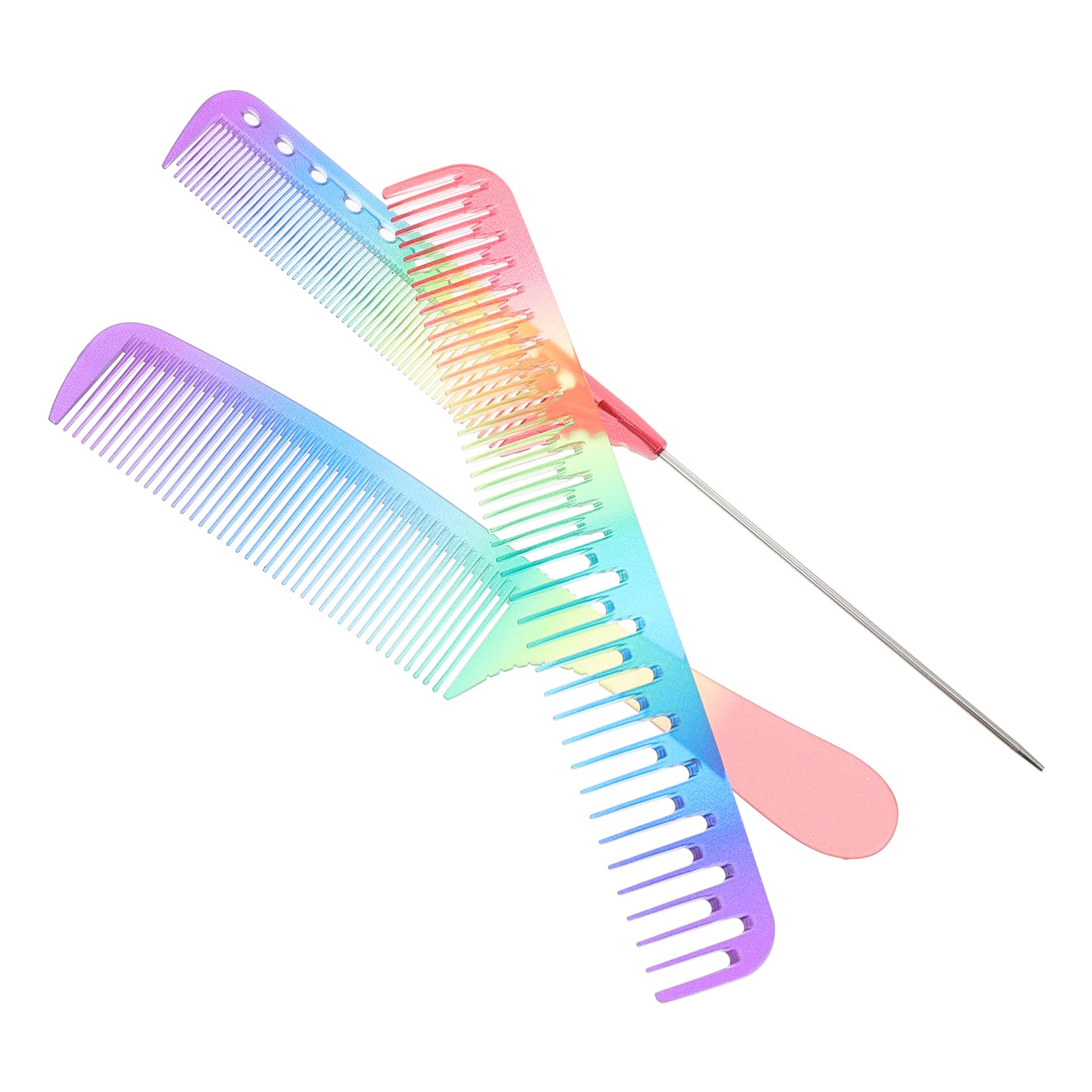 SOLUSTRE Rainbow Hair Comb Set 3 Pack Smooth Hair Styling Comb Salon Tool for Curly and Straight Detangling for Women Men and Ch