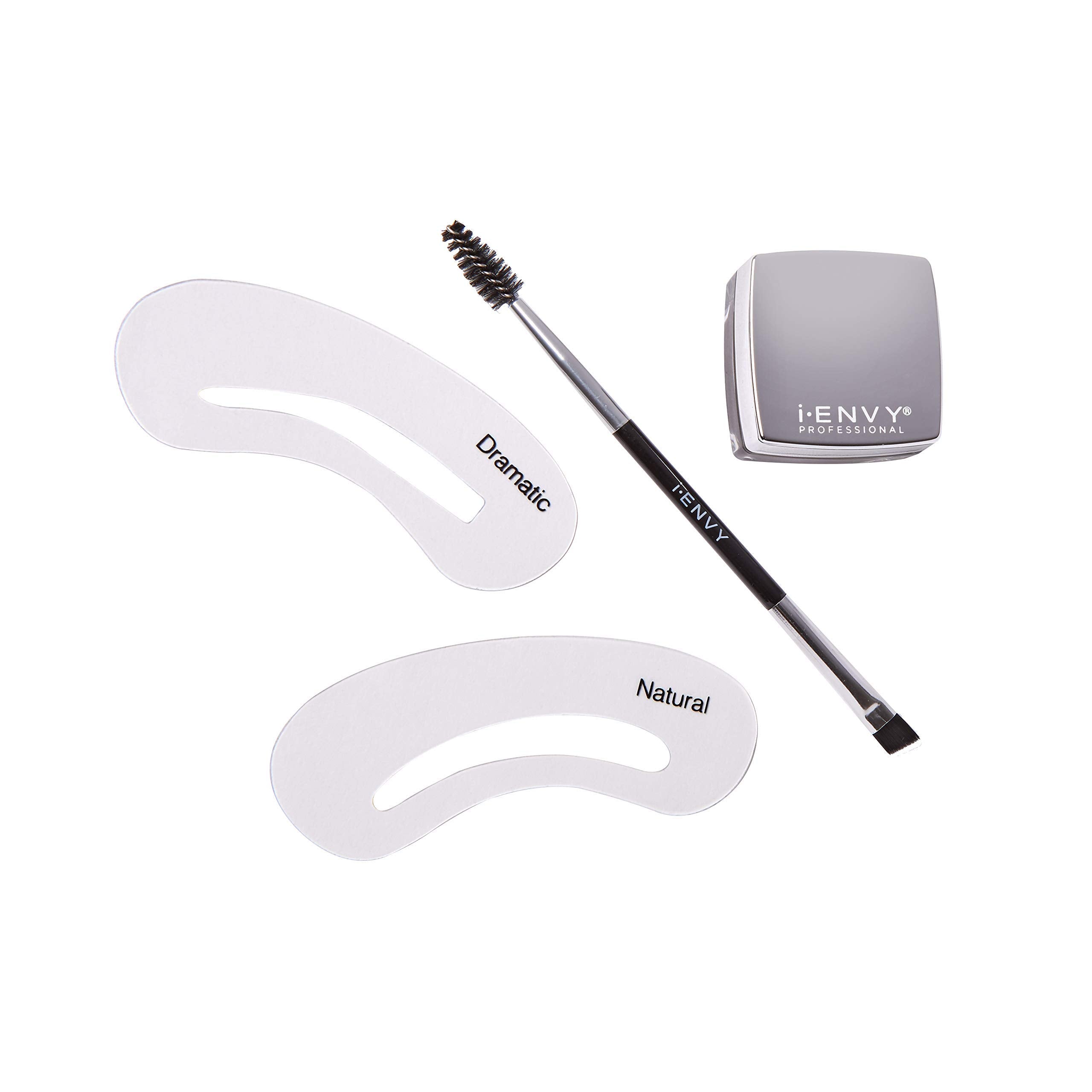 Ienvy By Kiss All-In-One Brow Pomade Ebony Kbpm03 Waterproof Long Lasting Mirror Cap Stencils Included