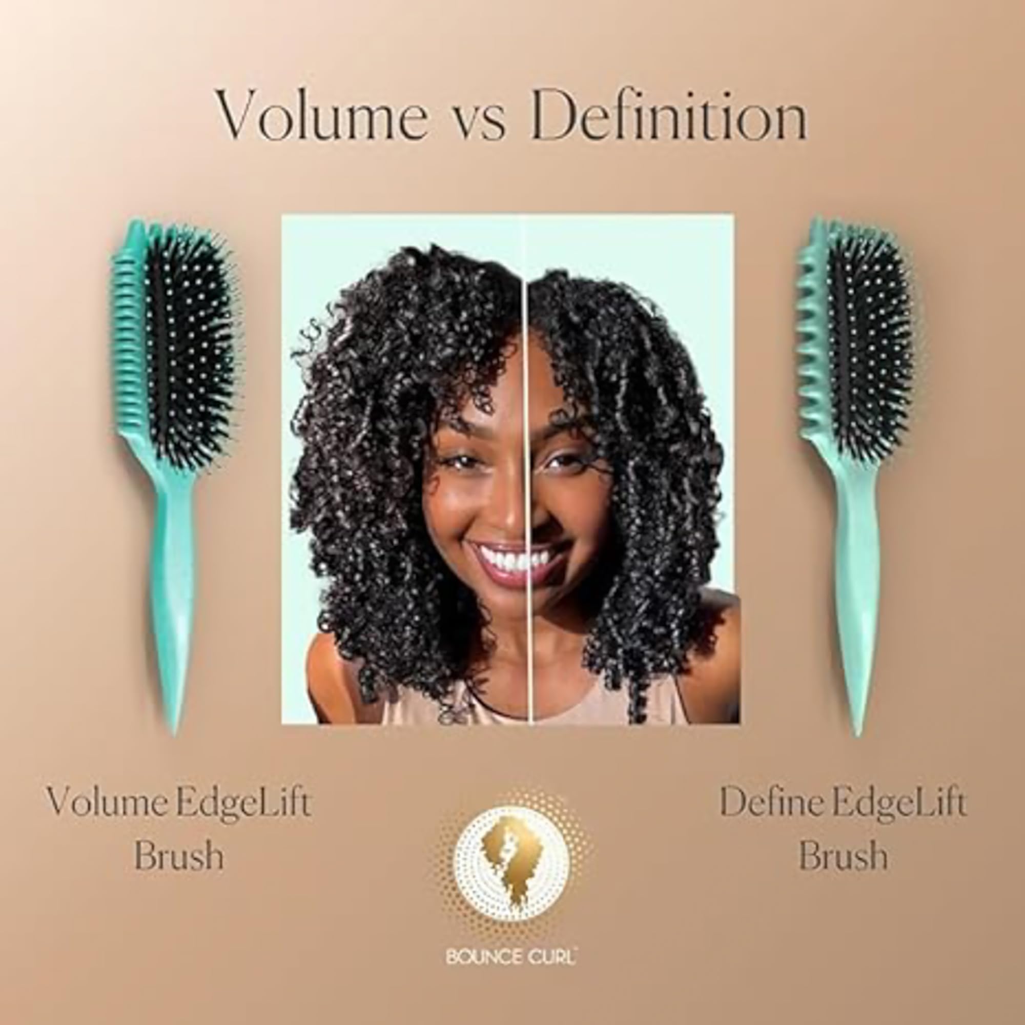 Bounce Curl Volume Edgelift Brush, 5-In-1 Tool For Volumized Waves, Curls & Coils - Purple