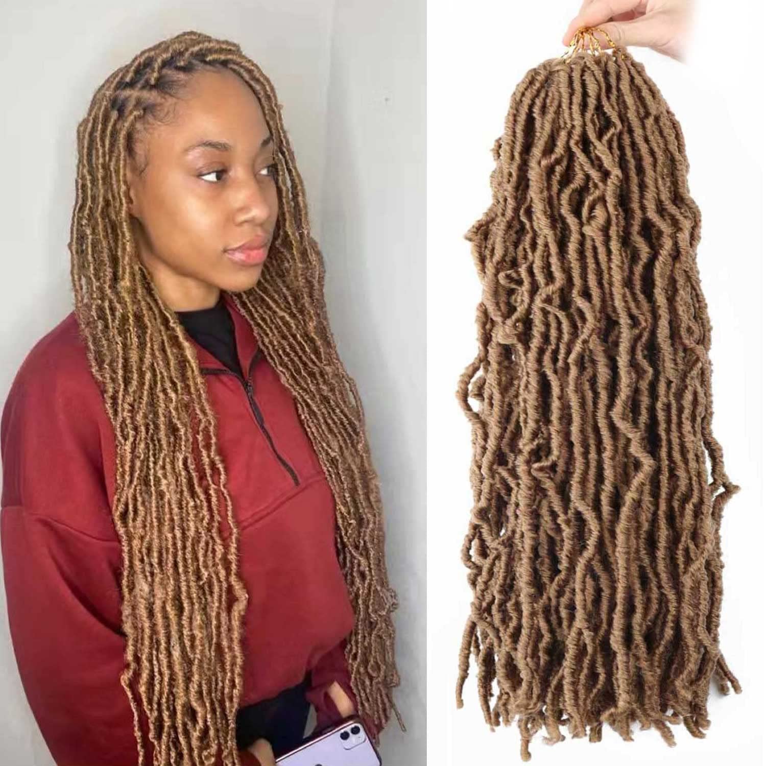 6 Packs 24 Inch Soft Faux Locs Crochet Hair Pre Looped New Faux Locs Crochet Braids Goddess Locs Dreadlocs Synthetic Hair For Bl