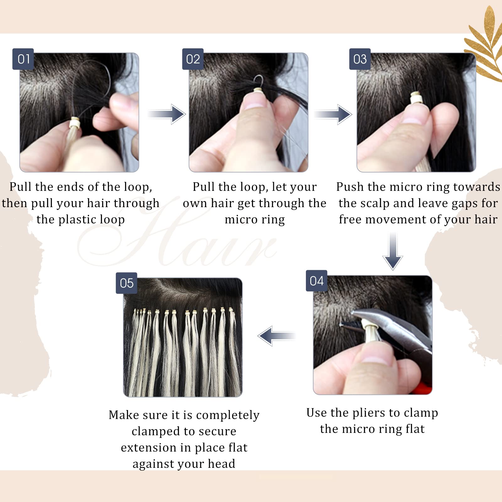 Ugeat 20 Inch Micro Loop Hair Extensions Remy Straight Hair Microlink Hair Extensions Human Hair Color #1 Jet Black Micro Beads