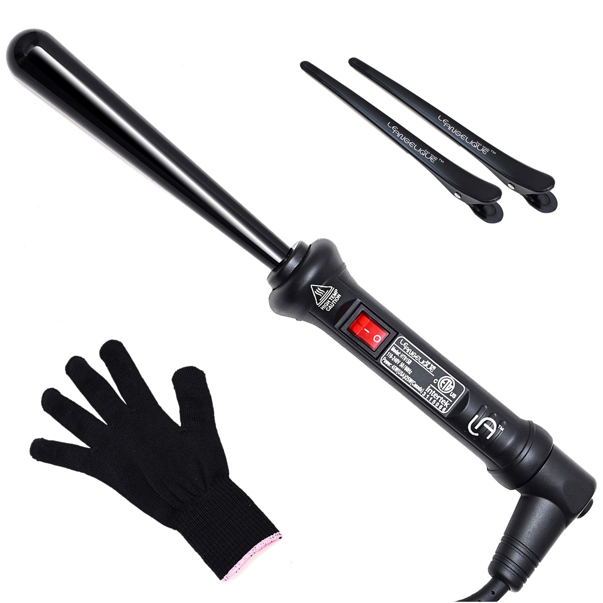Le Angelique Reverse Tapered Curling Wand For A Unique Curly Look - 1/2 To 1 Inch (13-25Mm) Conical Curler Iron With Glove And 2