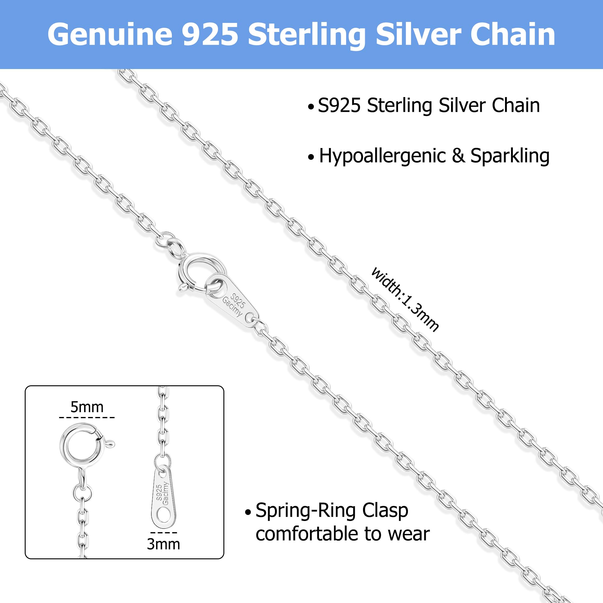Gacimy Sterling Silver Chain Necklace for Women, 1.3mm Thin 925 Sterling Silver Cable Necklace for Women, 20  Length with 2  Ext