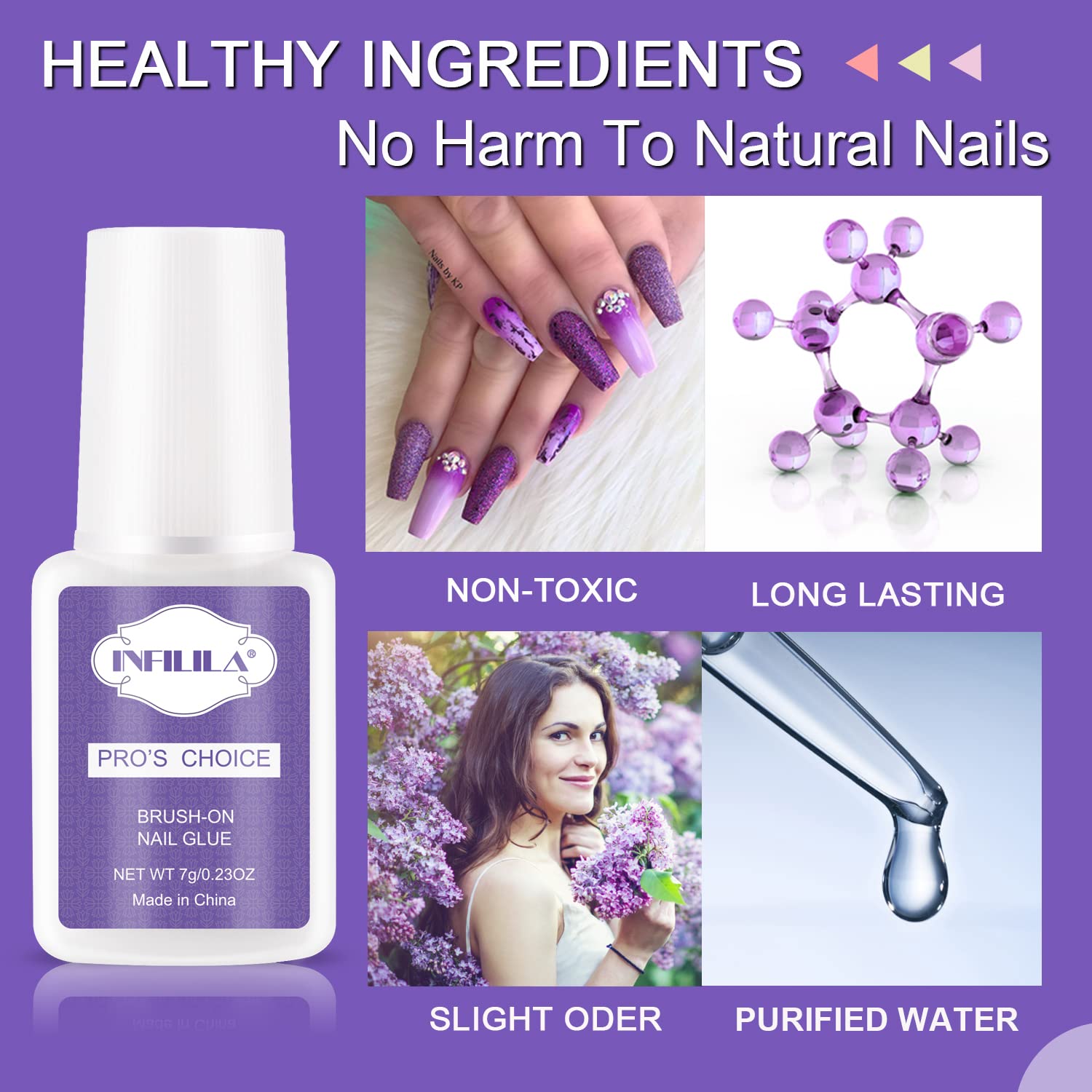 Nxj Infilila Professional Brush On Nail Glue, Arcrylic Nail Glue For Acrylic Nails, Strong Nail Glue Professional Nails Glue, Ad