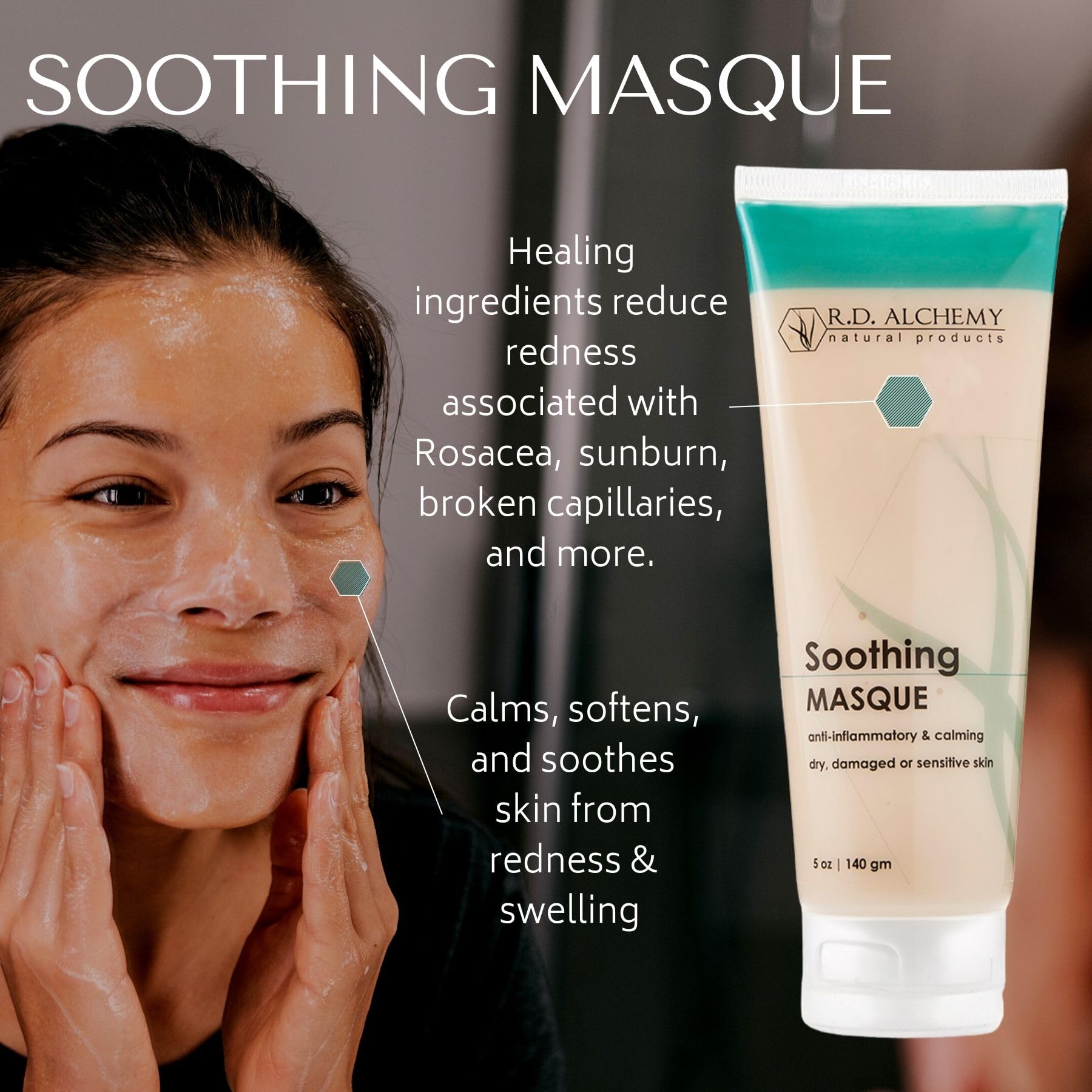 RD Alchemy - Natural & Organic Soothing Mask - Soothes Sensitive Skin, Redness and Irritation from Dryness, Irritation and Post