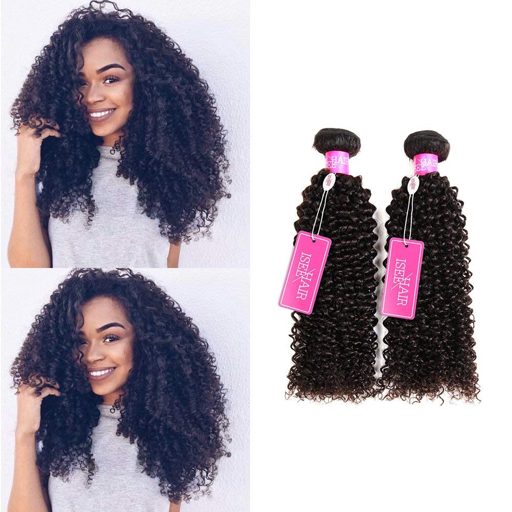ISEE Hair Virgin Malaysian Deep Curly Jerry Curly Human Hair One Bundles,100% Unprocessed Human Hair Extensions Natural Black Ca