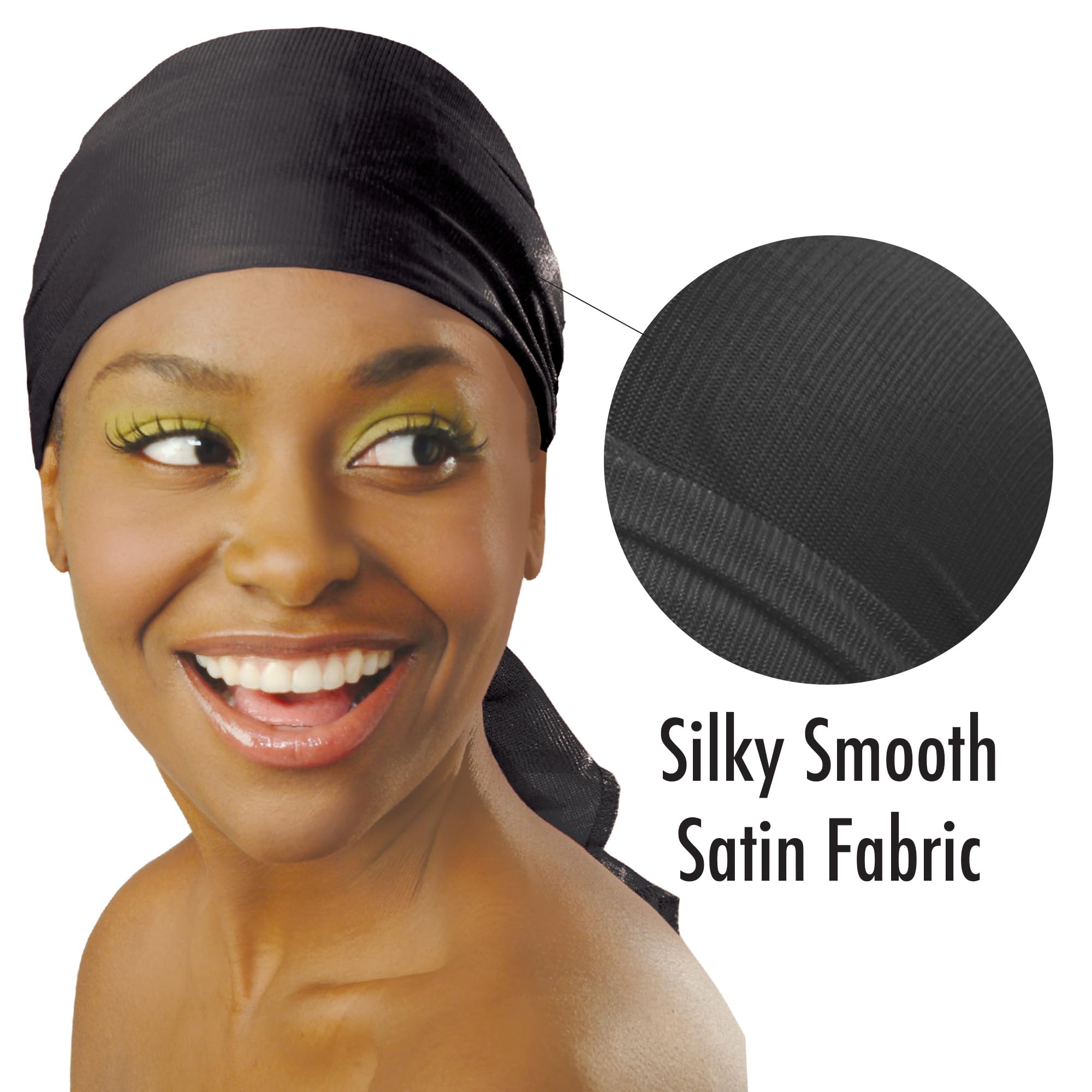 DONNA Satin Wrap, Silk Wraps, Satin Wrap for Womens Hair for Face Wash for Makeup Hair Accessories Headbands BLACK Color