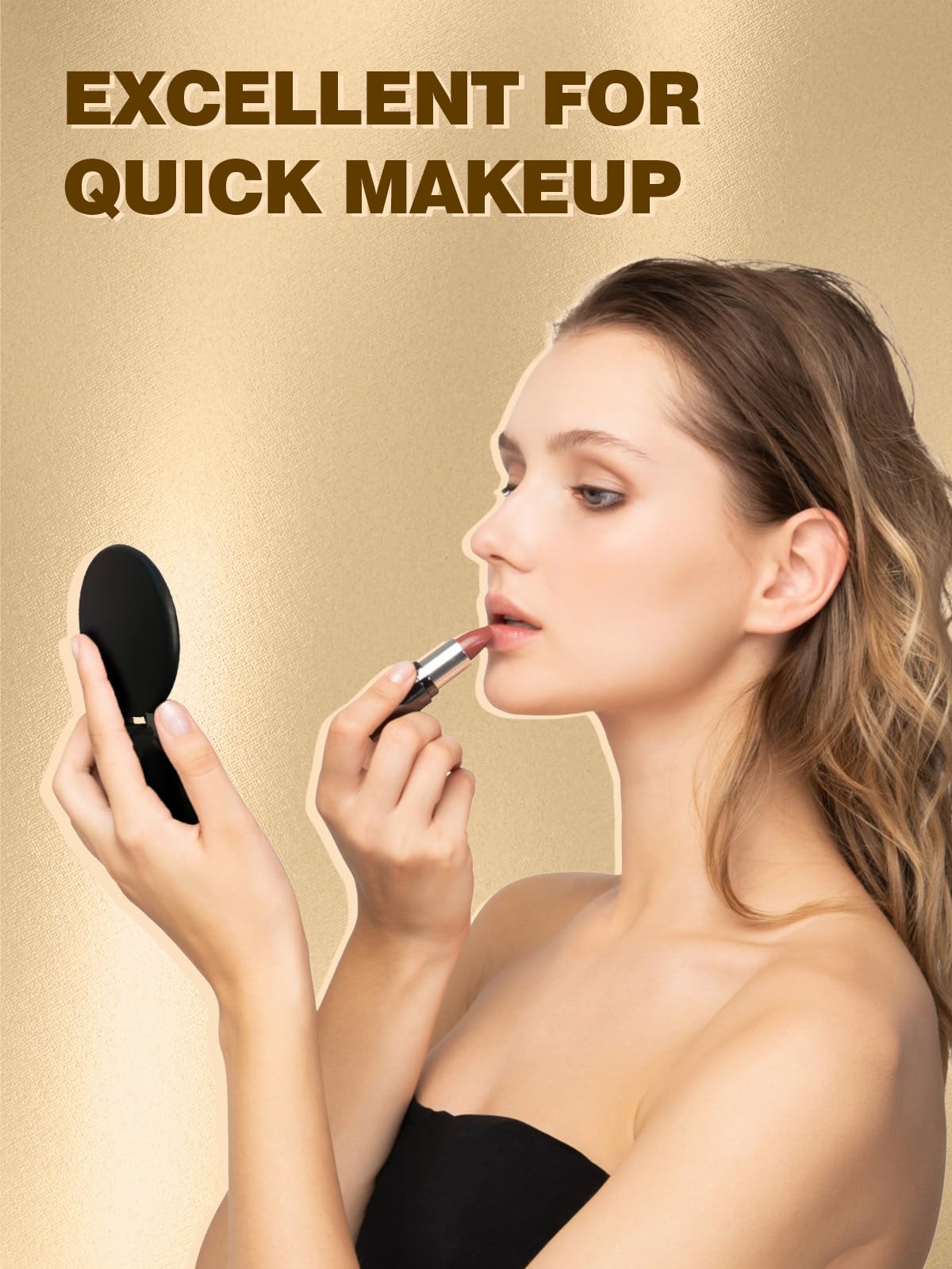 Qislee Compact Mirror Bulk, Round Makeup Mirror for Purse, Set of 12(Black)