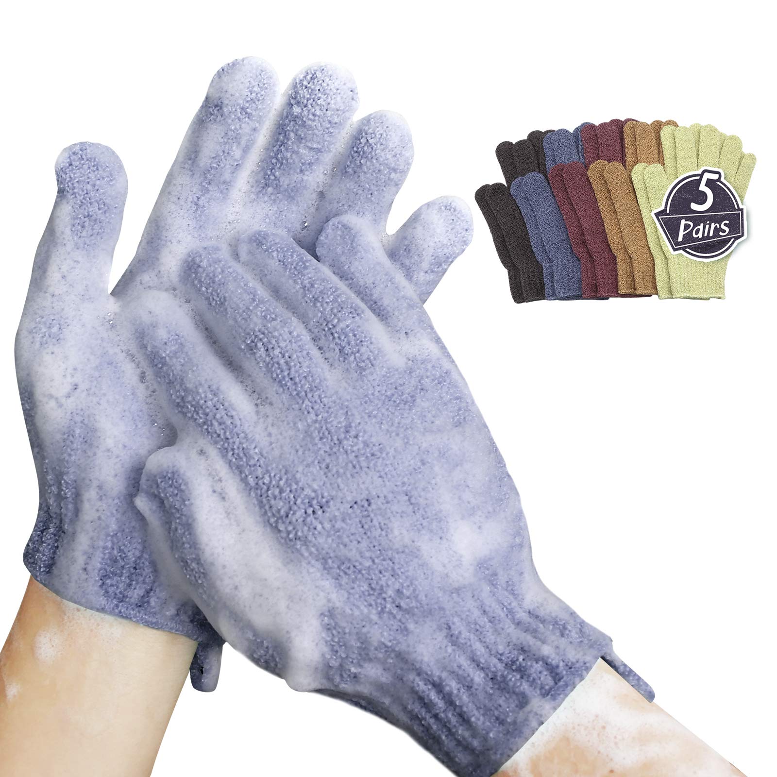 Mig4U Shower Exfoliating Scrub Gloves Medium To Heavy Bathing Gloves Body Wash Dead Skin Removal Deep Cleansing Mitts For Women