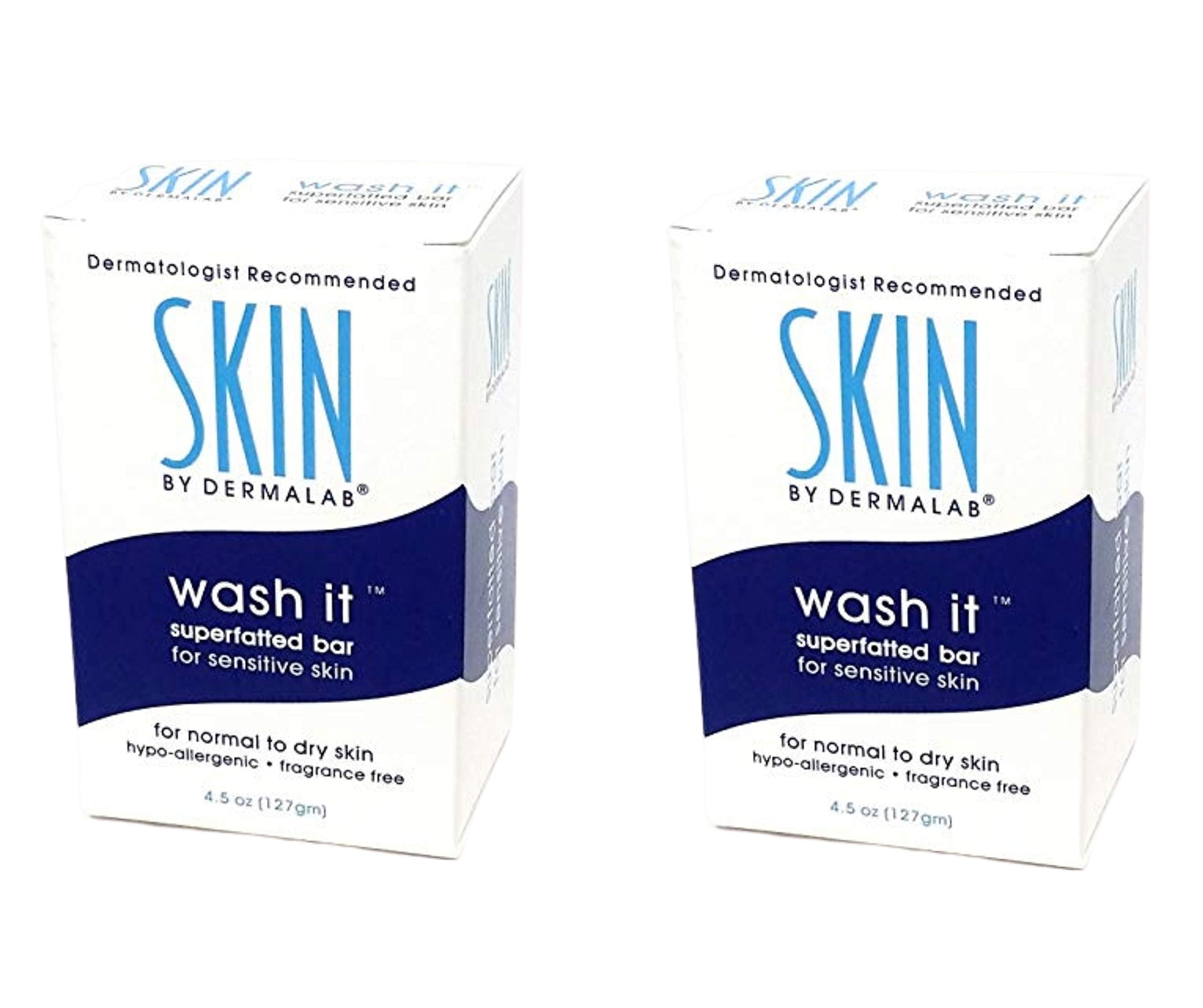 Wash It Superfatted Hypoallergenic Fragrance Free Cleansing Bar 2 Pack for Sensitive to Normal Skin | Helps Moisturize & Hydrate
