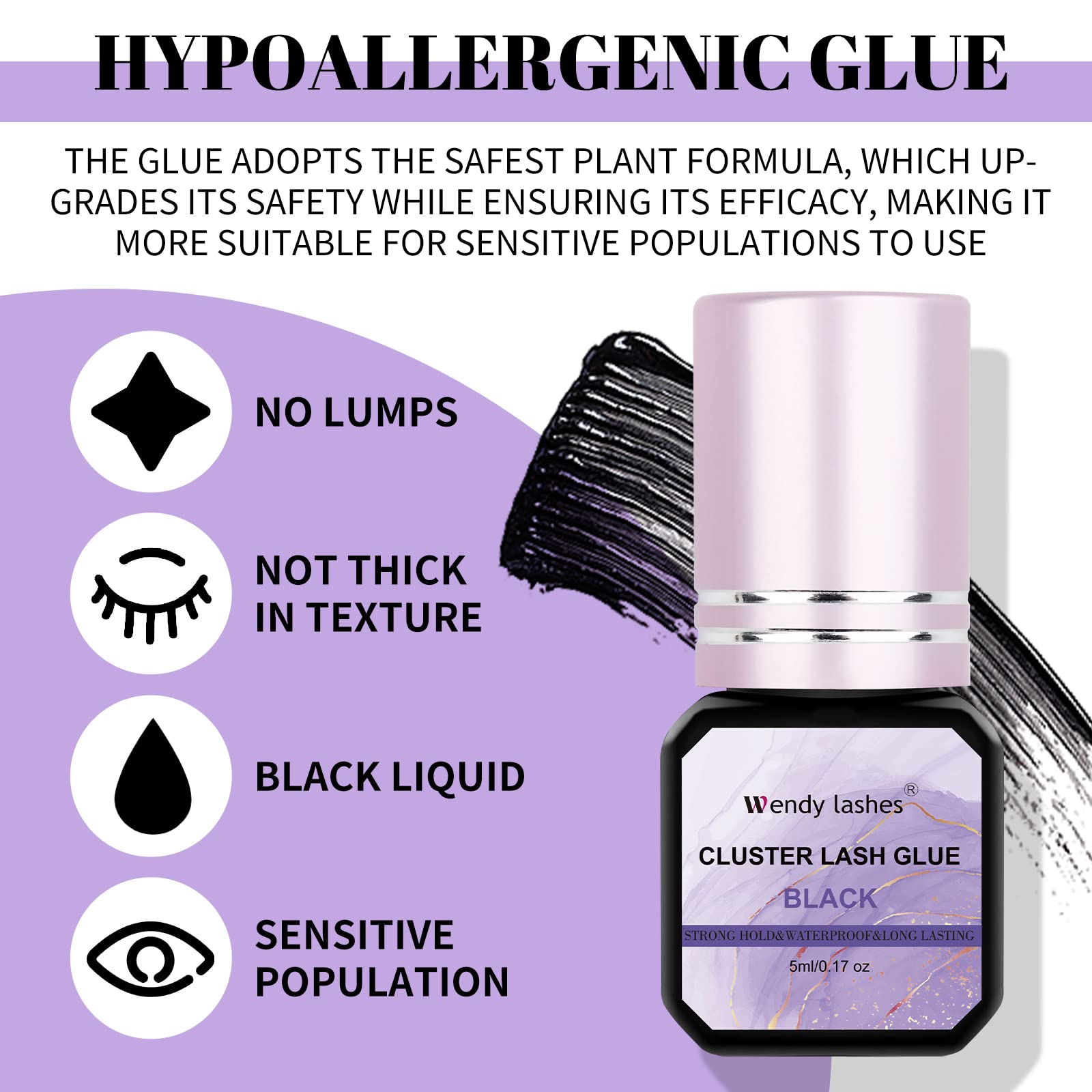 Lash Glue Cluster Eyelash Glue Black Sensitive Lash Glue Fast Drying Waterproof Lash Glue Individual Lash Glue Long Lasting Diy