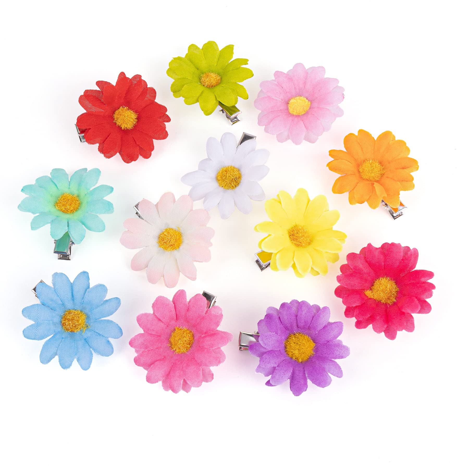 Framendino, 12 Pack 12 Colors Hair Clip Daisy Hair Clips Sun Flower Hairpins Mini Sunflower Hair Pins for Women