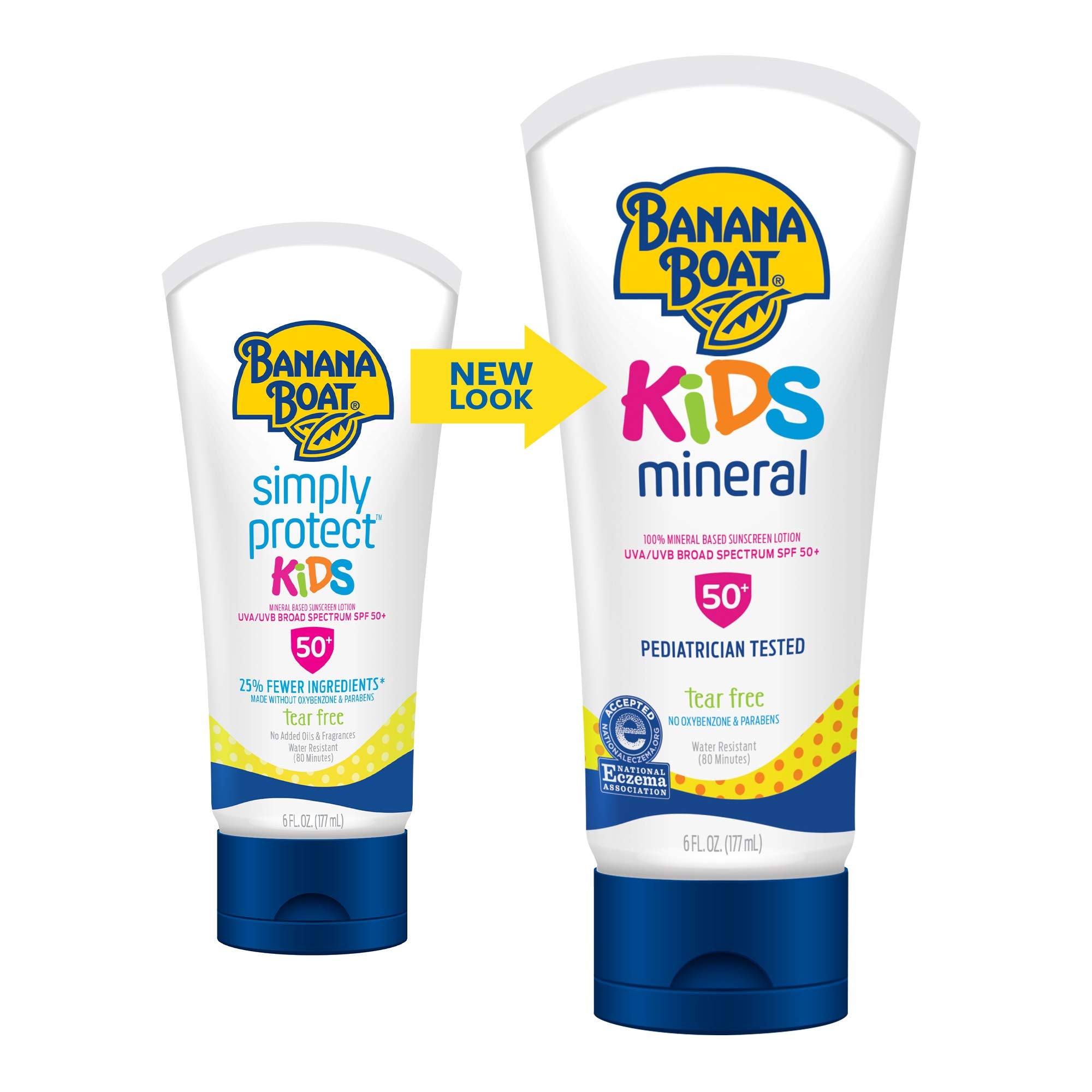 Banana Boat Kids 100% Mineral Sunscreen Lotion Spf 50, Twin Pack | Kids Sunscreen, Kids Sunblock, Banana Boat Mineral Sunscreen