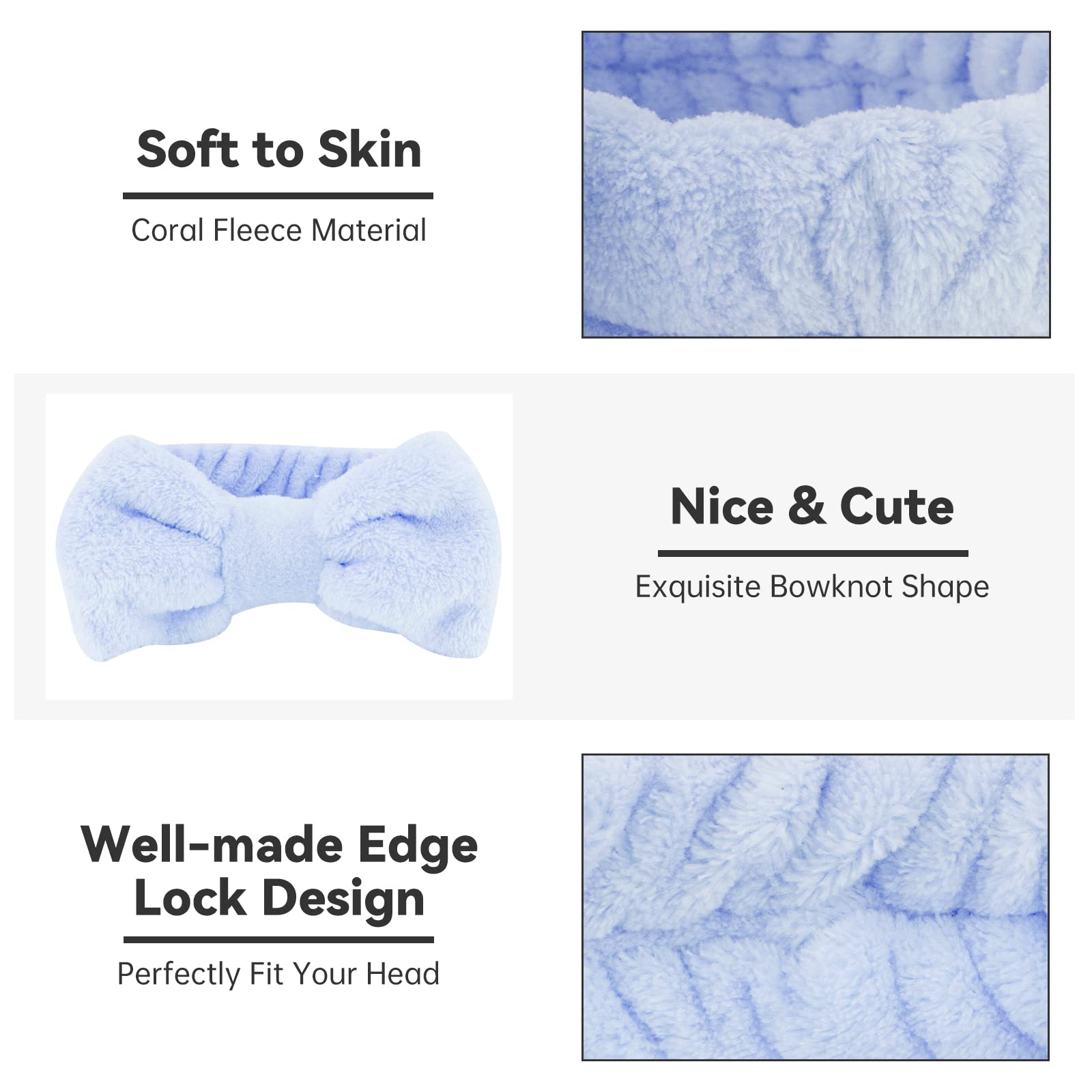 Ondder Spa Headband for Washing Face 8 Pack Aossrted Skincare Headbands for Women Girls Terry Cloth Cute Makeup Headbands Head B