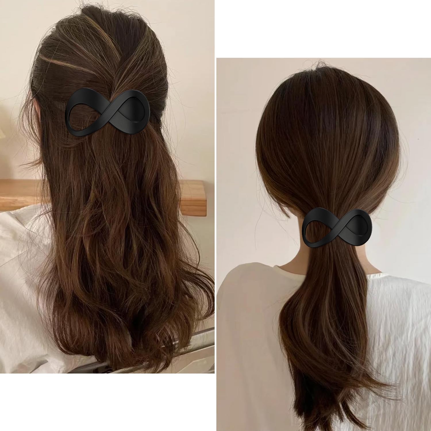 Atoden Black Flat Hair Clips For Thin Hair 4Pcs French Concord Hair Clips 3.4'' Lay Down Flat Hair Claw Clips For Medium Thick H