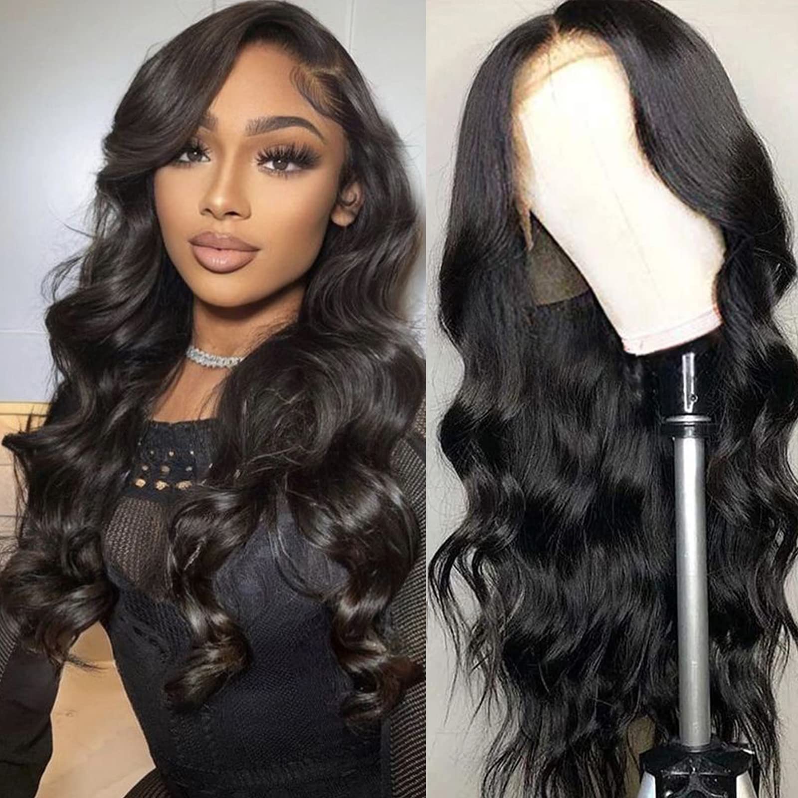 Aicrelery Lace Front Wigs Human Hair Body Wave, 13x6 HD Lace Front Wigs Human Hair Pre plucked, 180 Density Wigs for Black Women