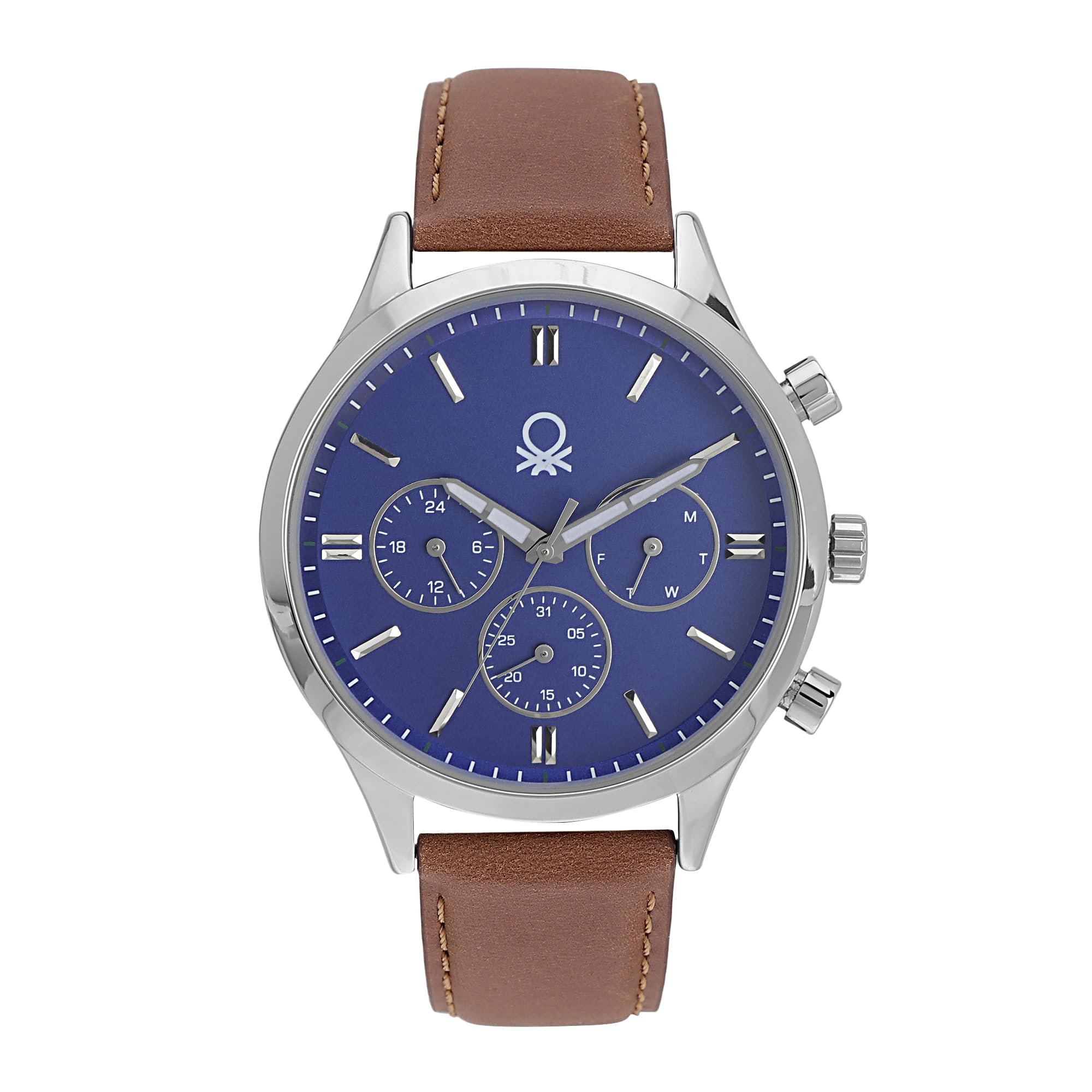 United Colors Of Benetton Men Blue Round Brass Dial Analogue Watch Uwucg0003