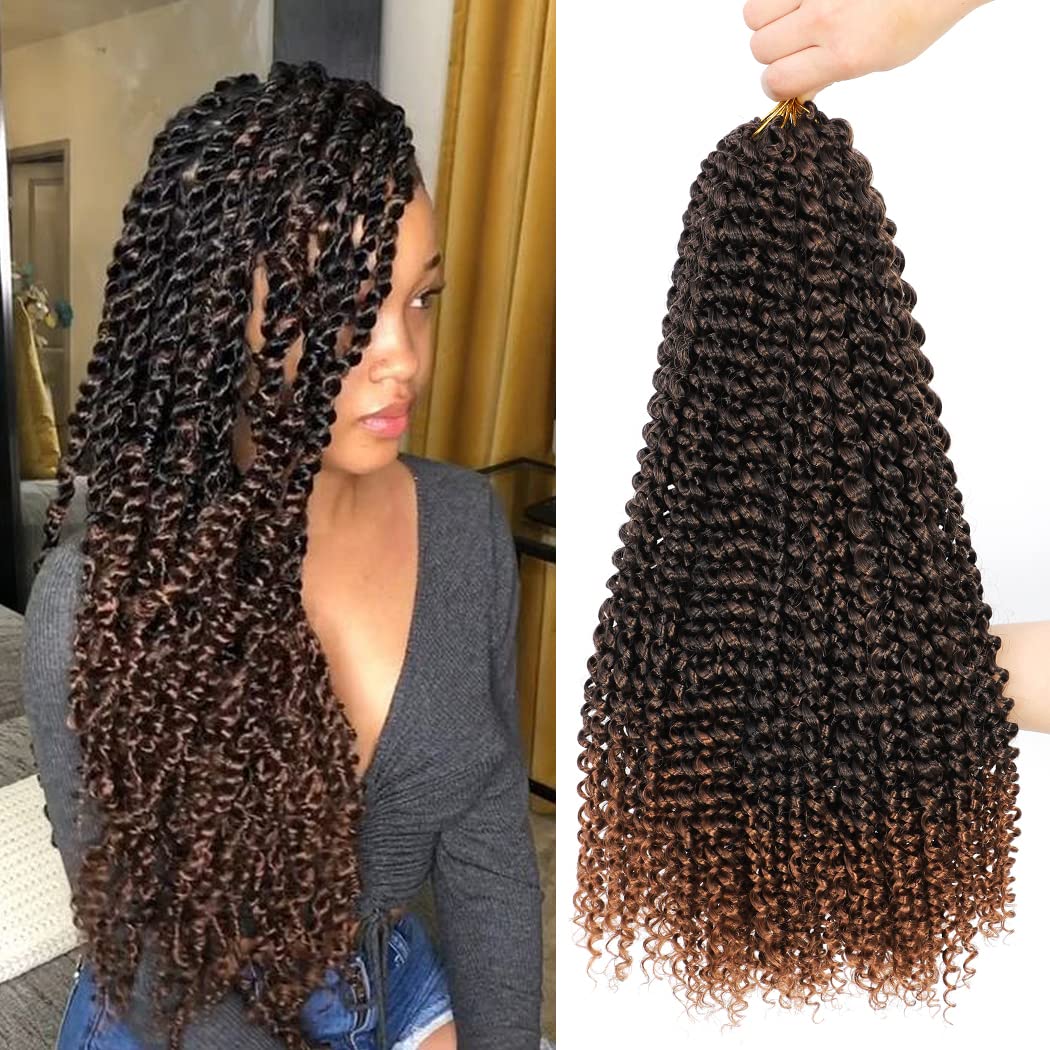 Dansama Passion Twist Hair Water Wave Braiding Hair For Butterfly Style Crochet Braids Bohemian Hair Extensions (18Inch, T1B/30,