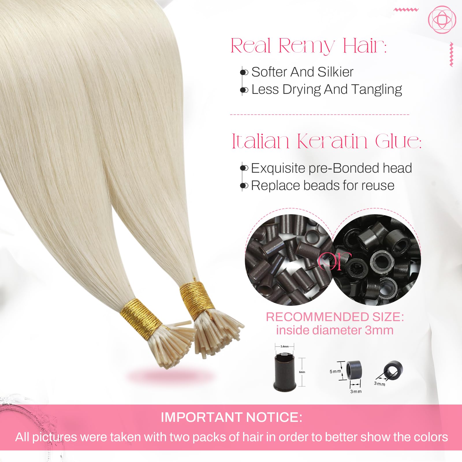 Moresoo I Tip Hair Extensions Platinum Blonde Itip Human Hair Extensions 22 Inch Straight I Tip Remy Human Hair Extensions Invis