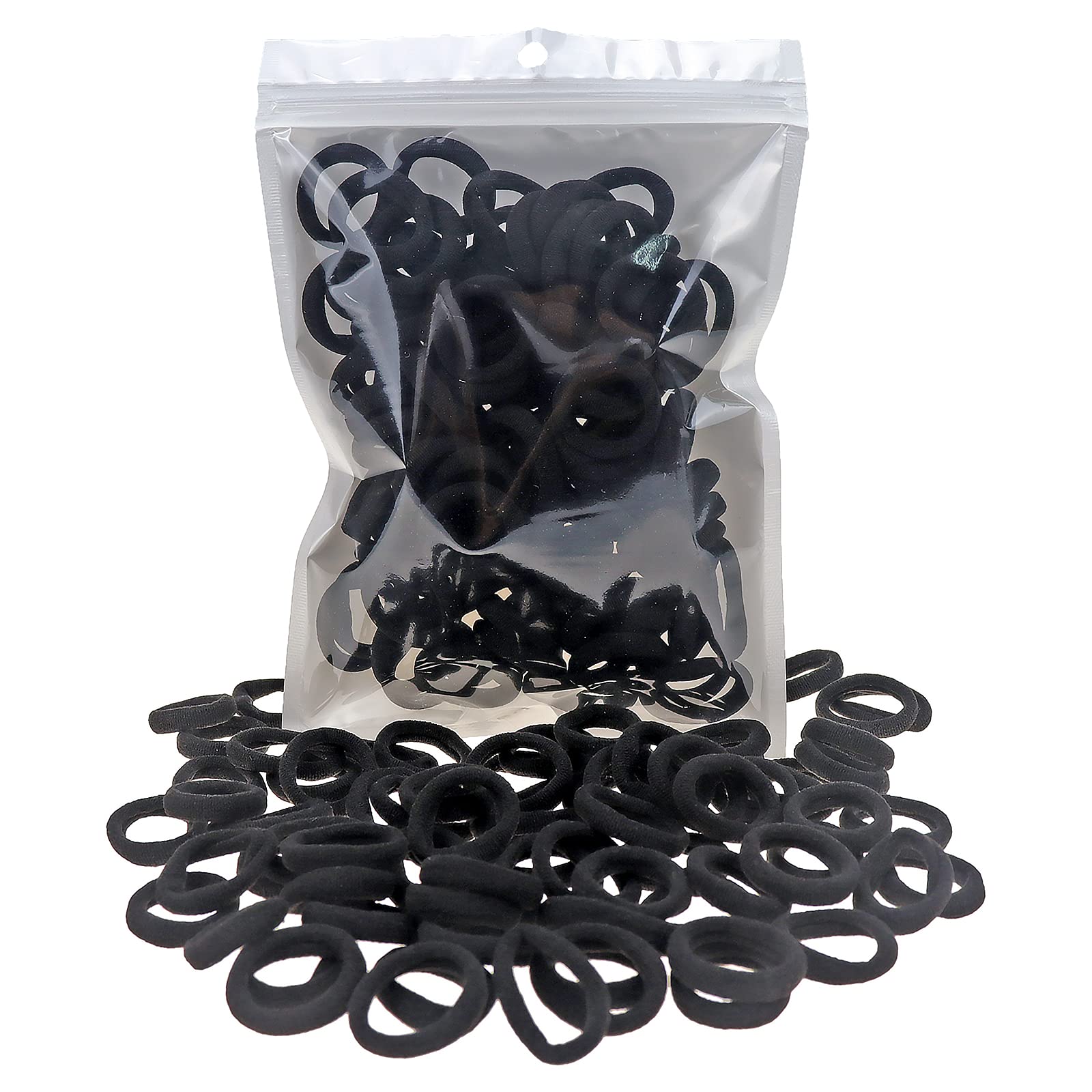 100 Pack Black Color Nylon Small Hair Ties Seamless Colorful Ponytail Holder Toddlers Baby Girls ' Hair Elastics