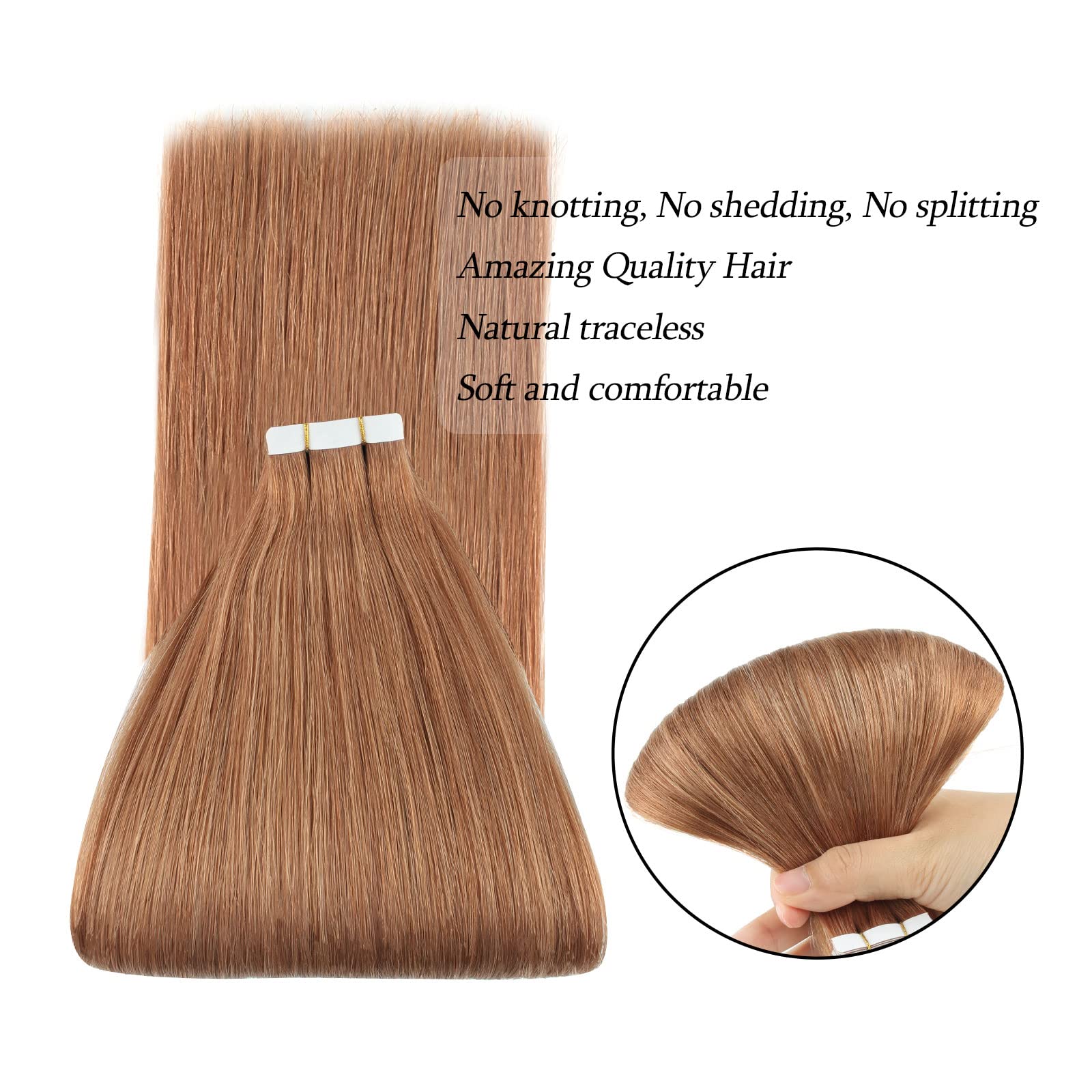 Abh Amazingbeauty Tape In Hair Extensions Semi-Permanent Pre Taped Real Remi Remy Human Tape In Human Hair 50G 20Pcs Skin Weft I