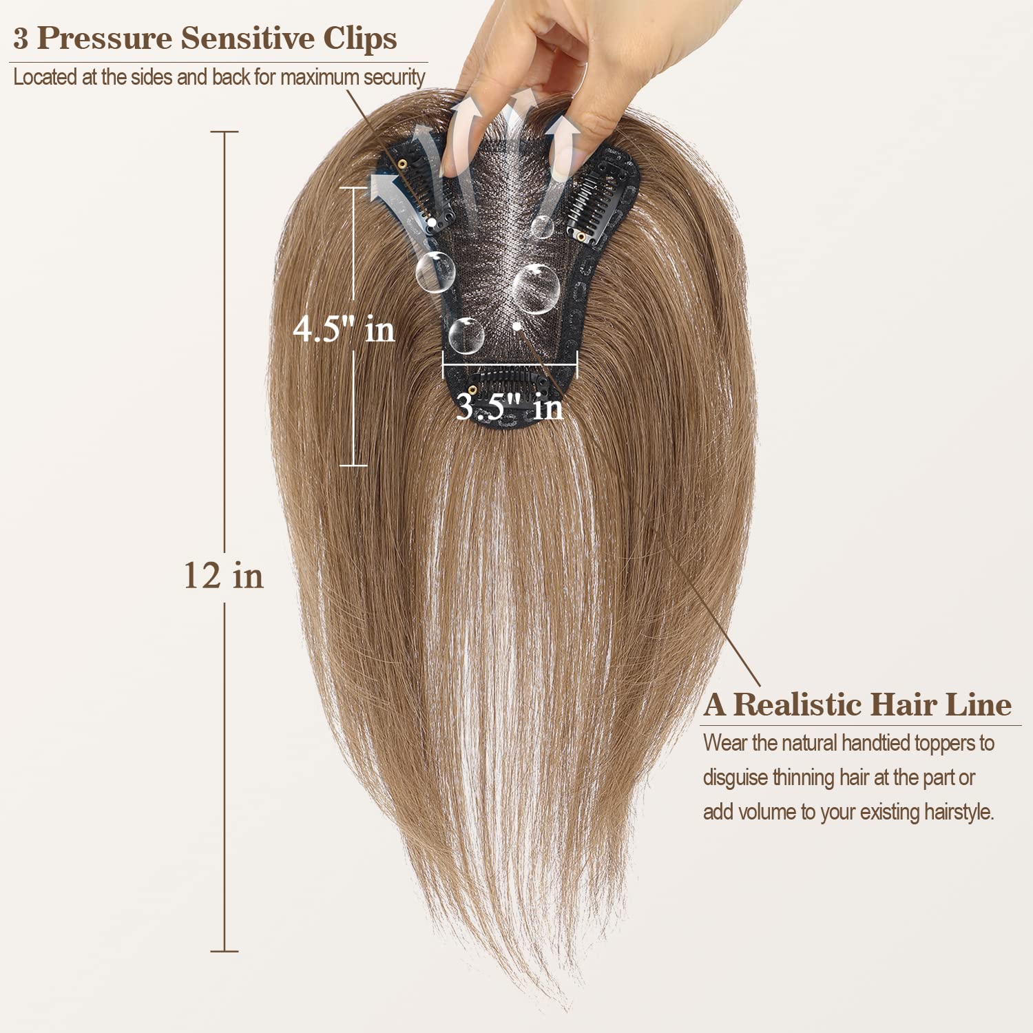 Udu Hair Toppers For Women Real Human Hair Toppers For Women With Thinning Hair Ombre Brown Toppers Hair Pieses With Bangs Clip