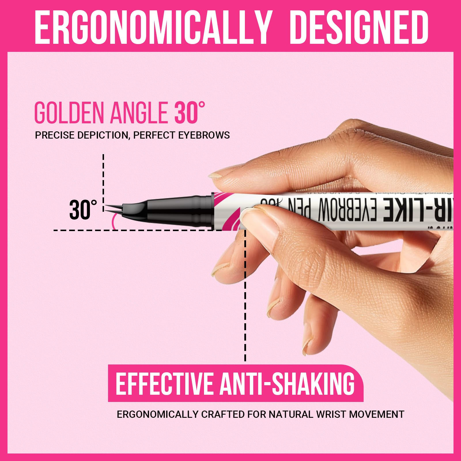Imethod Curved Eyebrow Pen - 2-In-1 Dual-Ended Microblading Eyebrow Pencil With Curved Tip And Precise Brush-Tip, Brow Pen For N