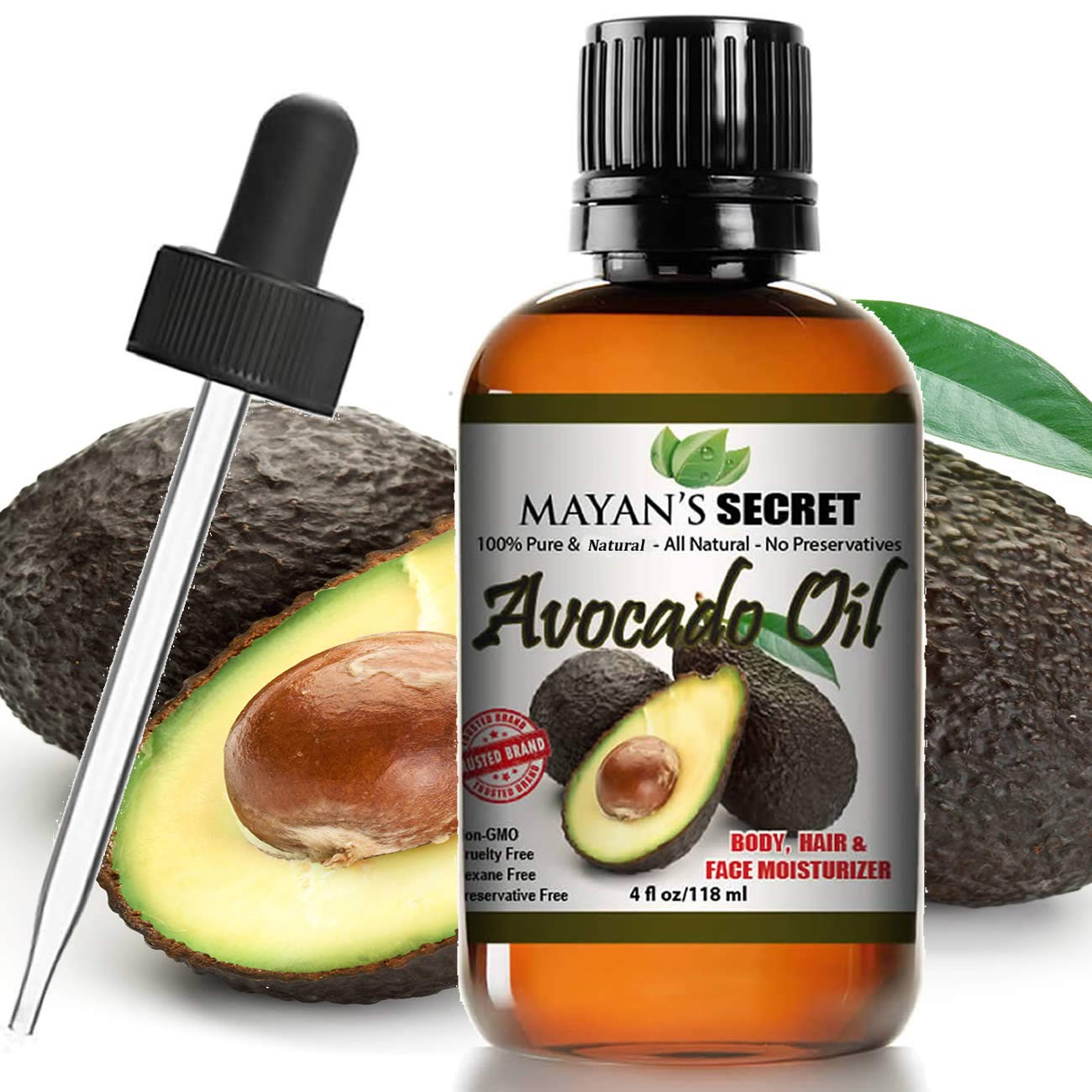Mayan's Secret - Avocado Oil For Hair and Skin - Natural Dry Skin Face Moisturizer - Collagen Boosting for Aging Skin Combat Fin