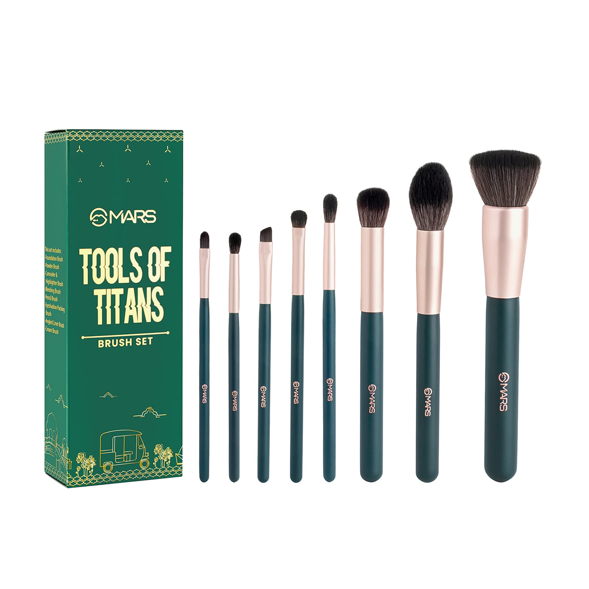 Mars Tools Of Titan Brush Set Of 8 | Face & Eyes Makeup Brush Set With Ultra Soft Bristles (Pack Of 8)