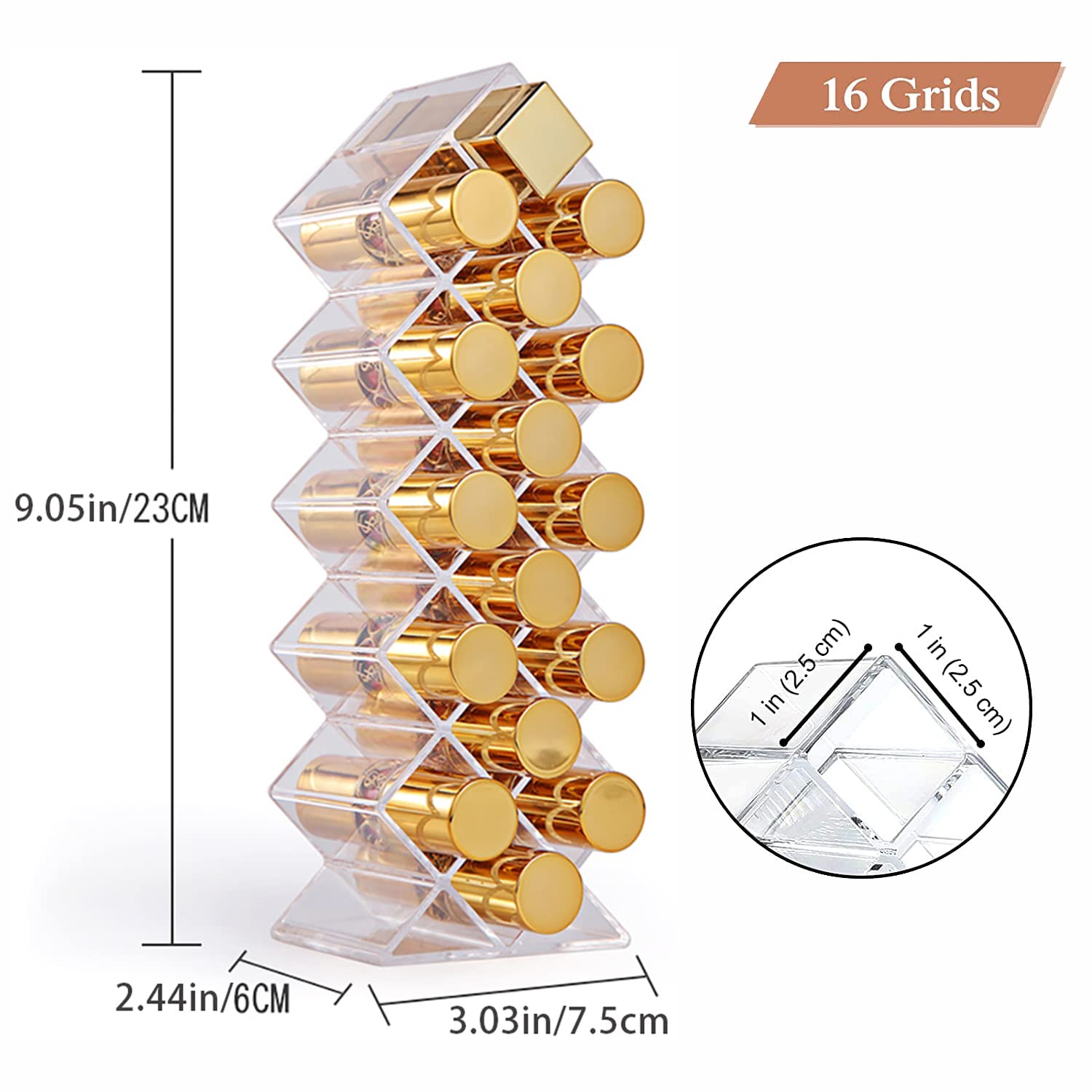 Yiezi Lipstick Holder Organizer 48 Spaces Acrylic Stackable Fish Shape Lipstick Tower, Lip Gloss Storage Stand, Perfect For Lipg