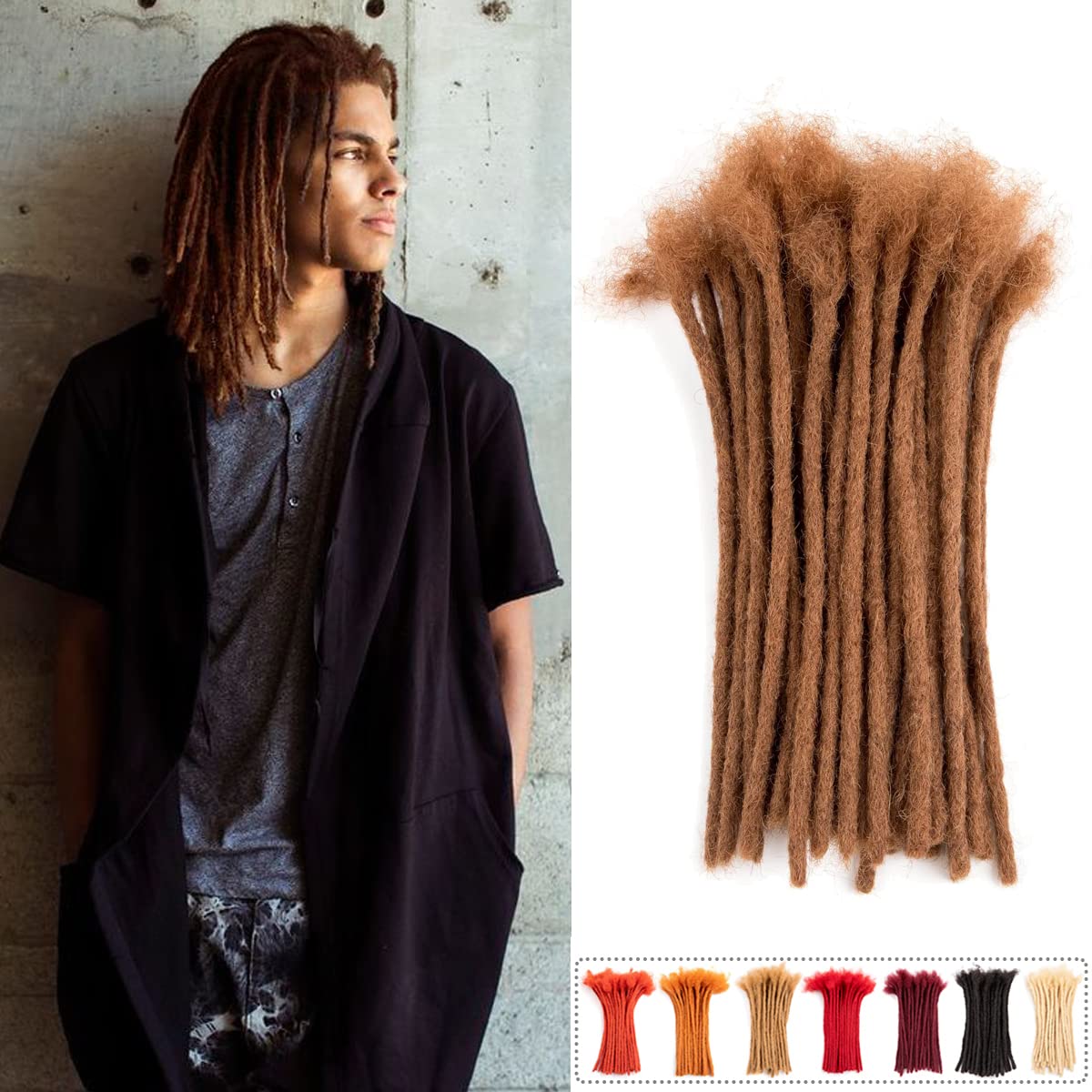 Teresa Small 0.4cm and Medium 0.8cm Width 100% Human Hair Dreadlock Extensions for Men/Women/Kids 0.4cm Width Full Hand-made Per