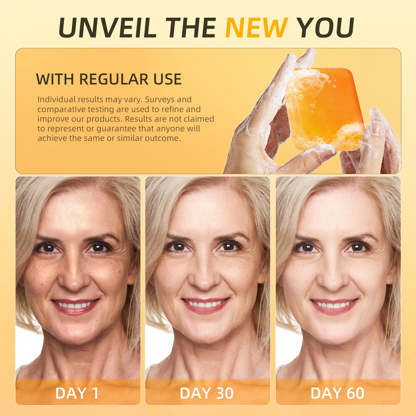 Senzilo Kojic Acid Soap, Turmeric Soap For Dark Spots With Collagen, Vitamin E, Retinol, Hyaluronic Acid, Shea Butter, Turmeric